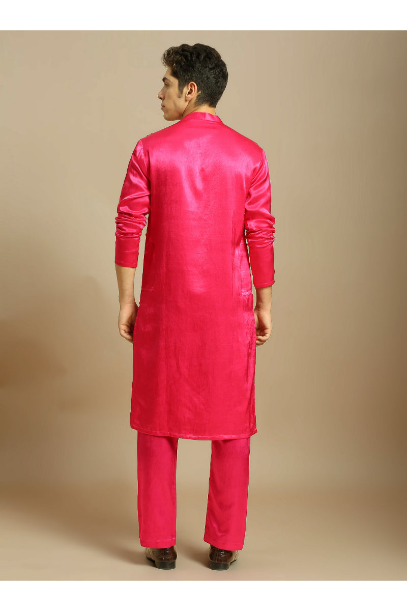 Hot Pink Embroiderd Kurta With Pant