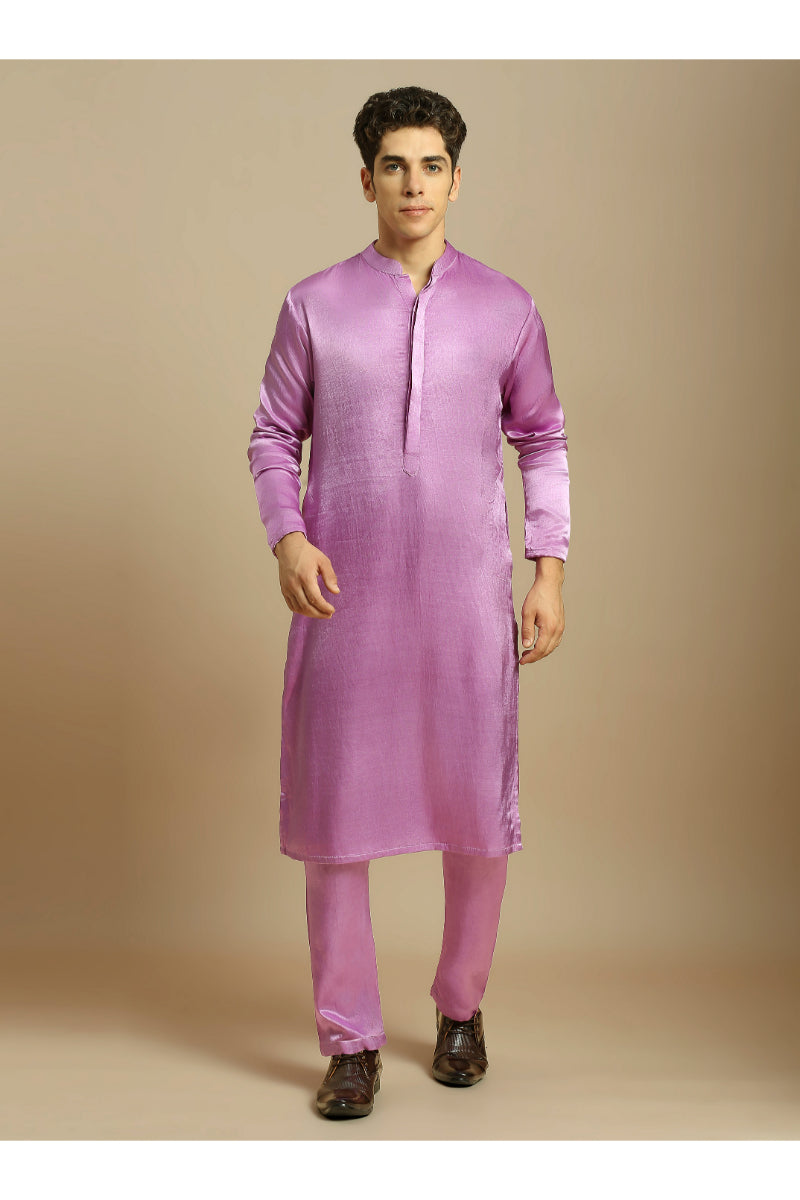 Purple Kurta With Pant With Ombre Dupatta