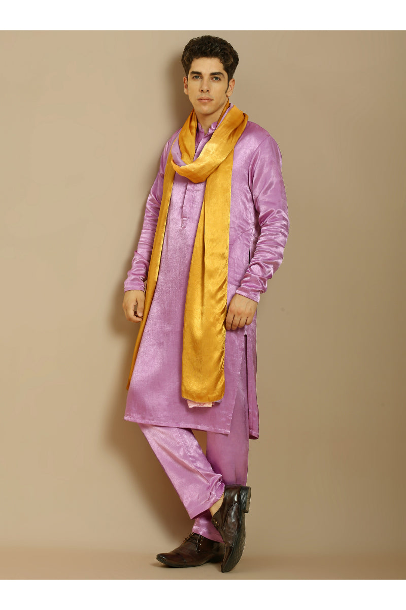 Purple Kurta With Pant With Ombre Dupatta