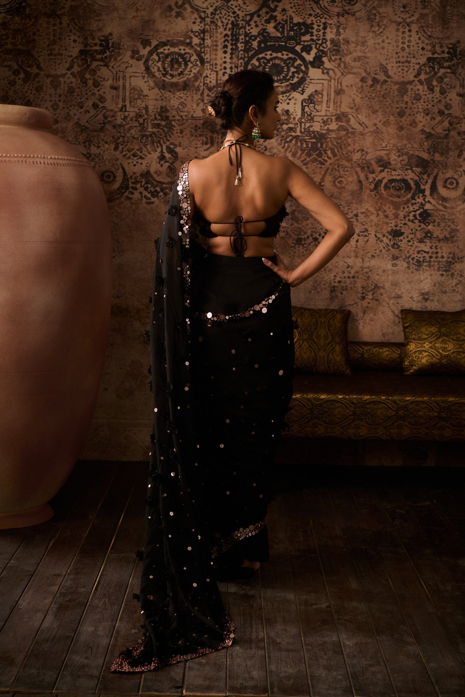 Embroidered Blouse With Embroidered Saree