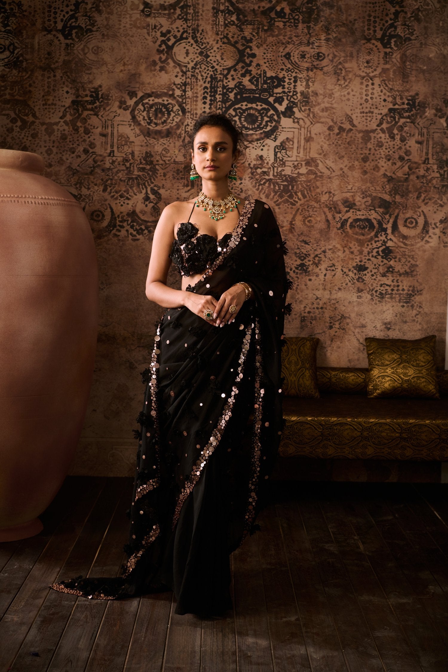 Embroidered Blouse With Embroidered Saree
