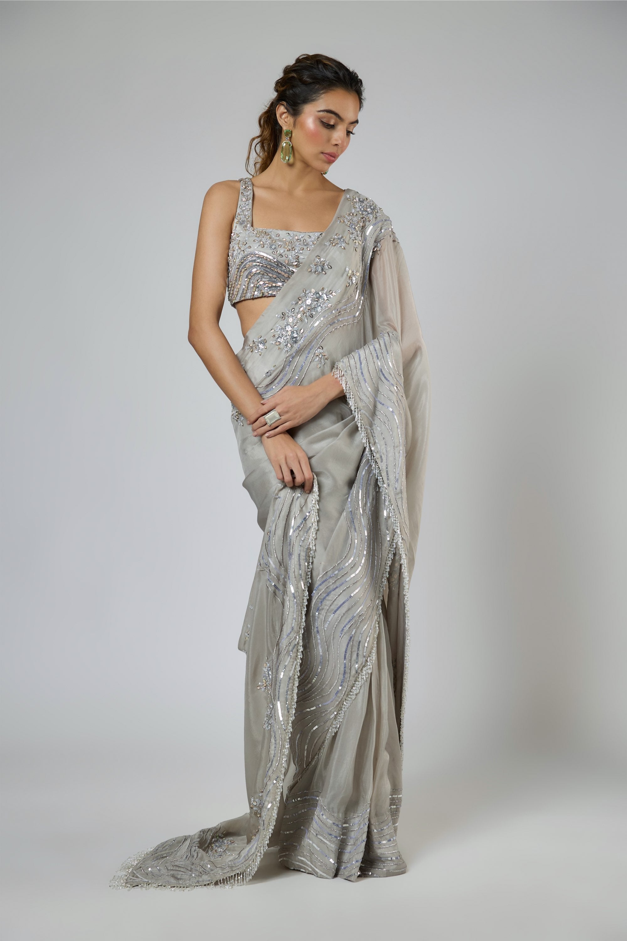 Heavy Intricate Embroidered Saree Set
