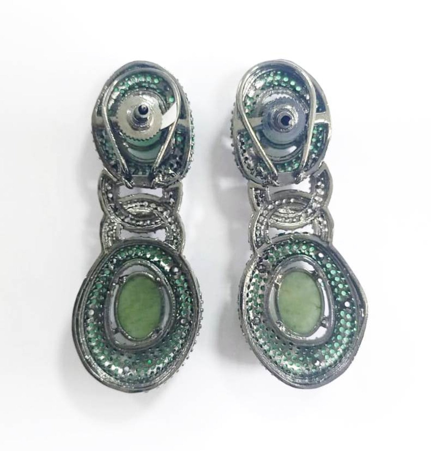 Entangled Chain Dangler Earrings With Emerald And Swarovski