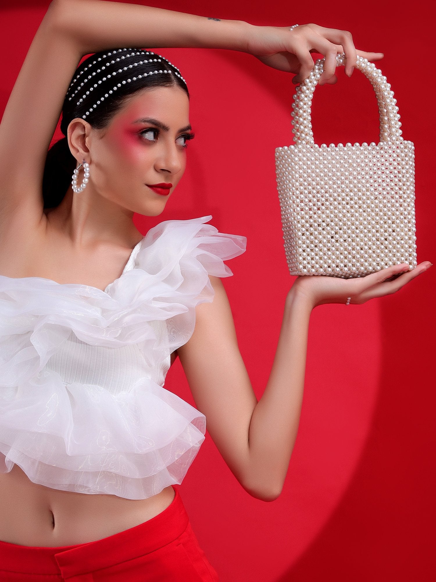 Pearls Bag Ideal White Handbang Handcrafted With Pearls