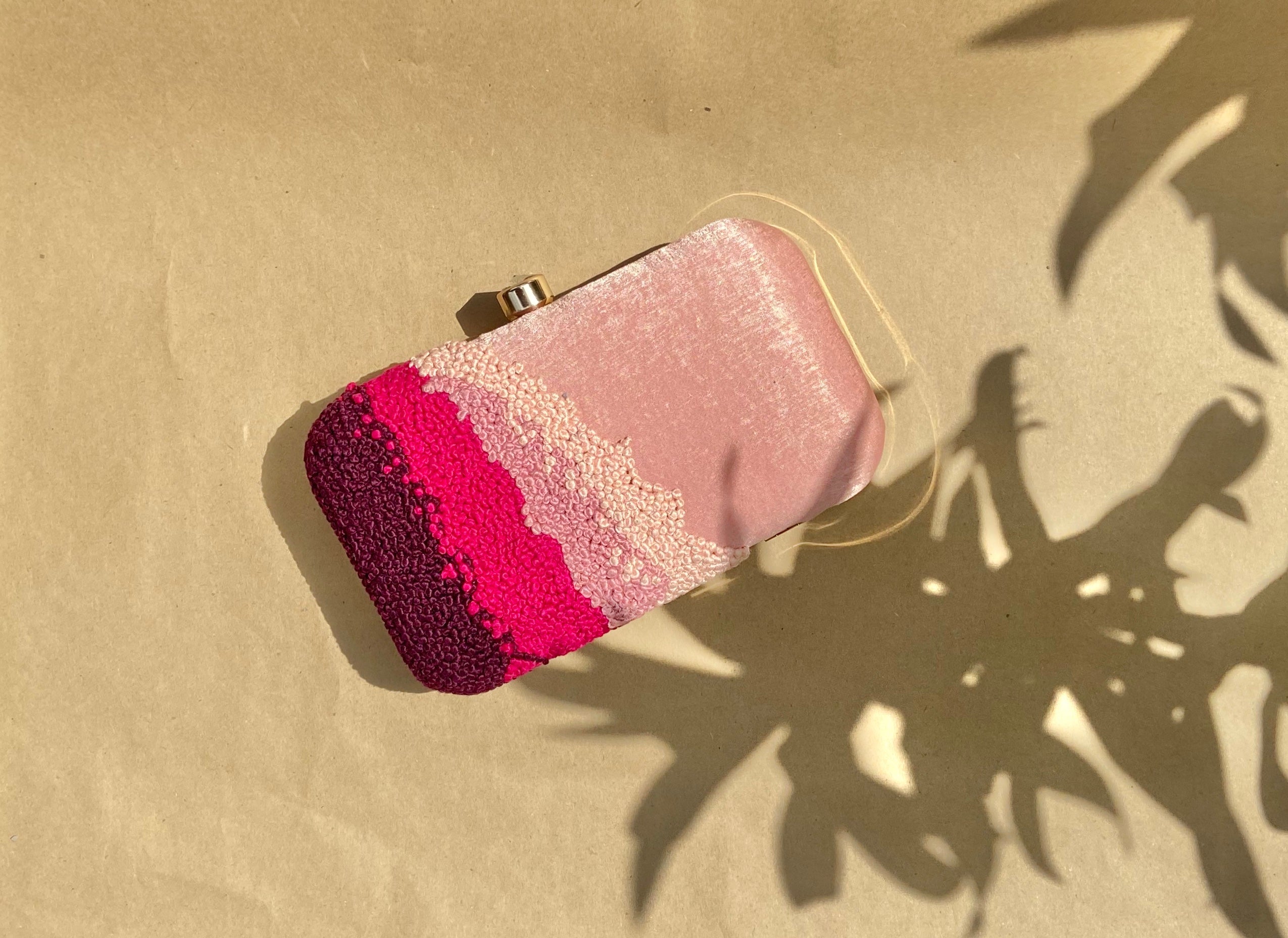 Waves Of Pink Clutch Bag