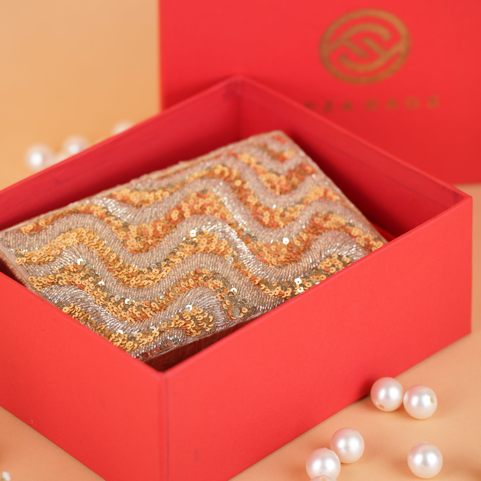 Colorblock Waves Clutch Bag (Golden Silver Color)