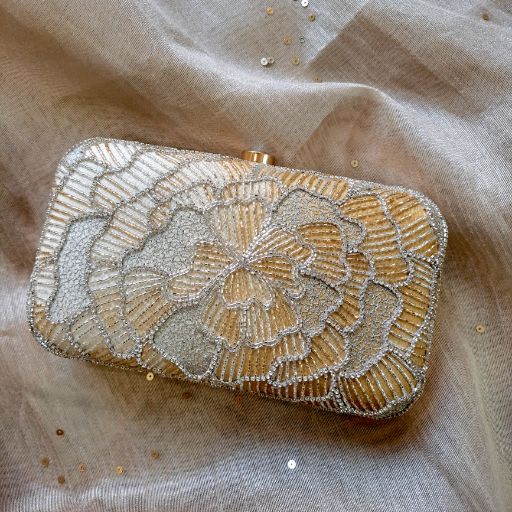 Golden Ombre Giant Flower Clutch Bag