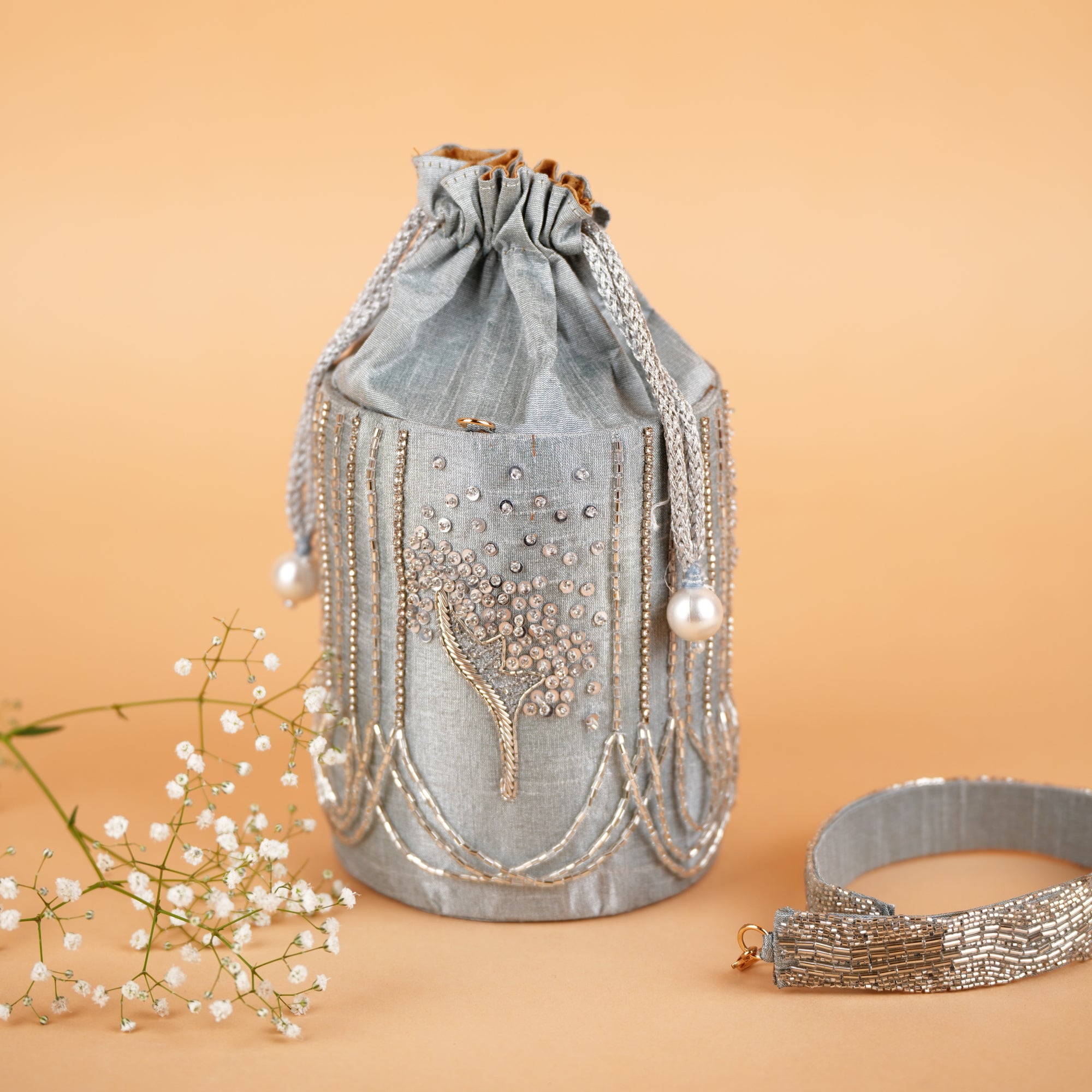 Pixie Dust Silver Circular Potli Bag