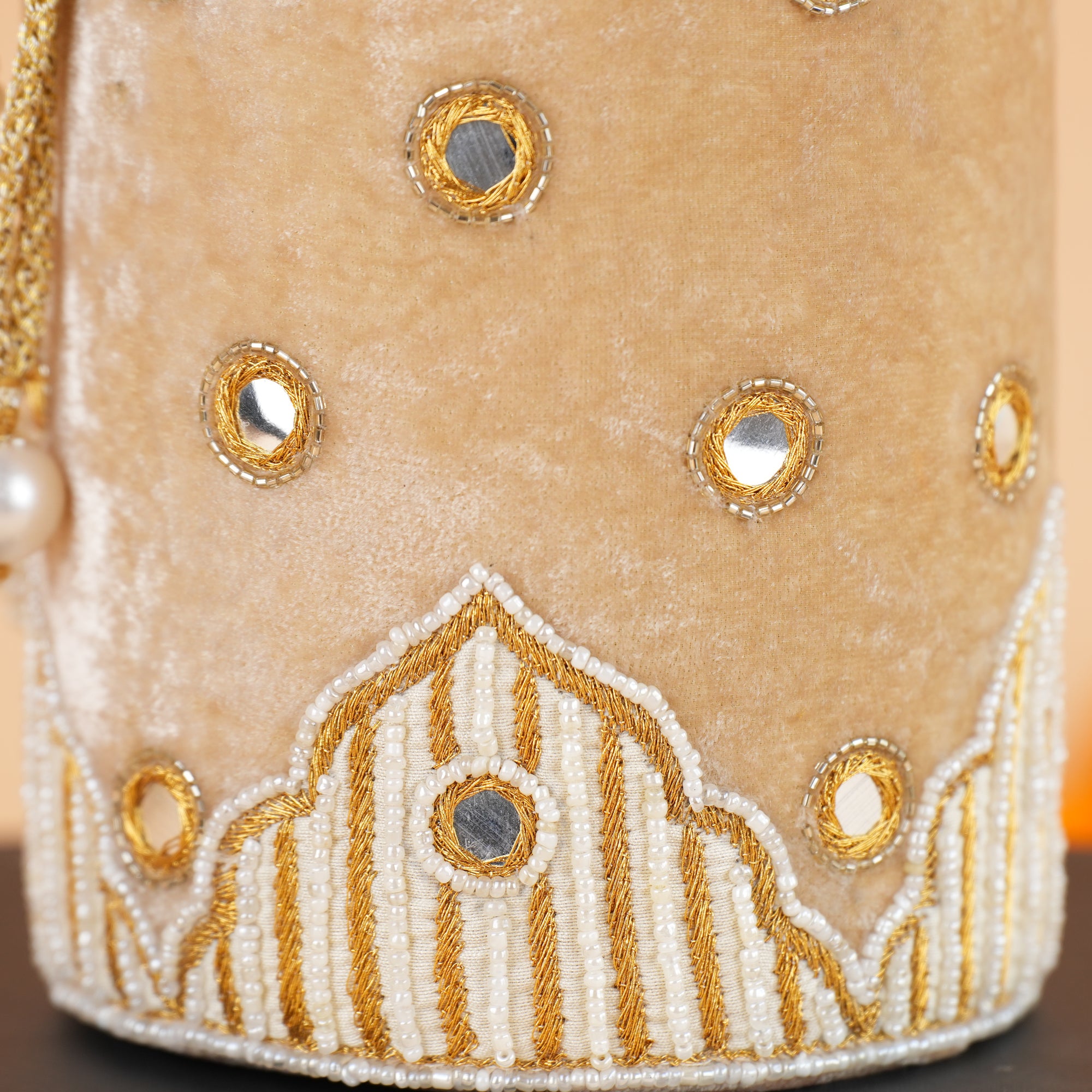 Mughal Applique Golden Potli Bag