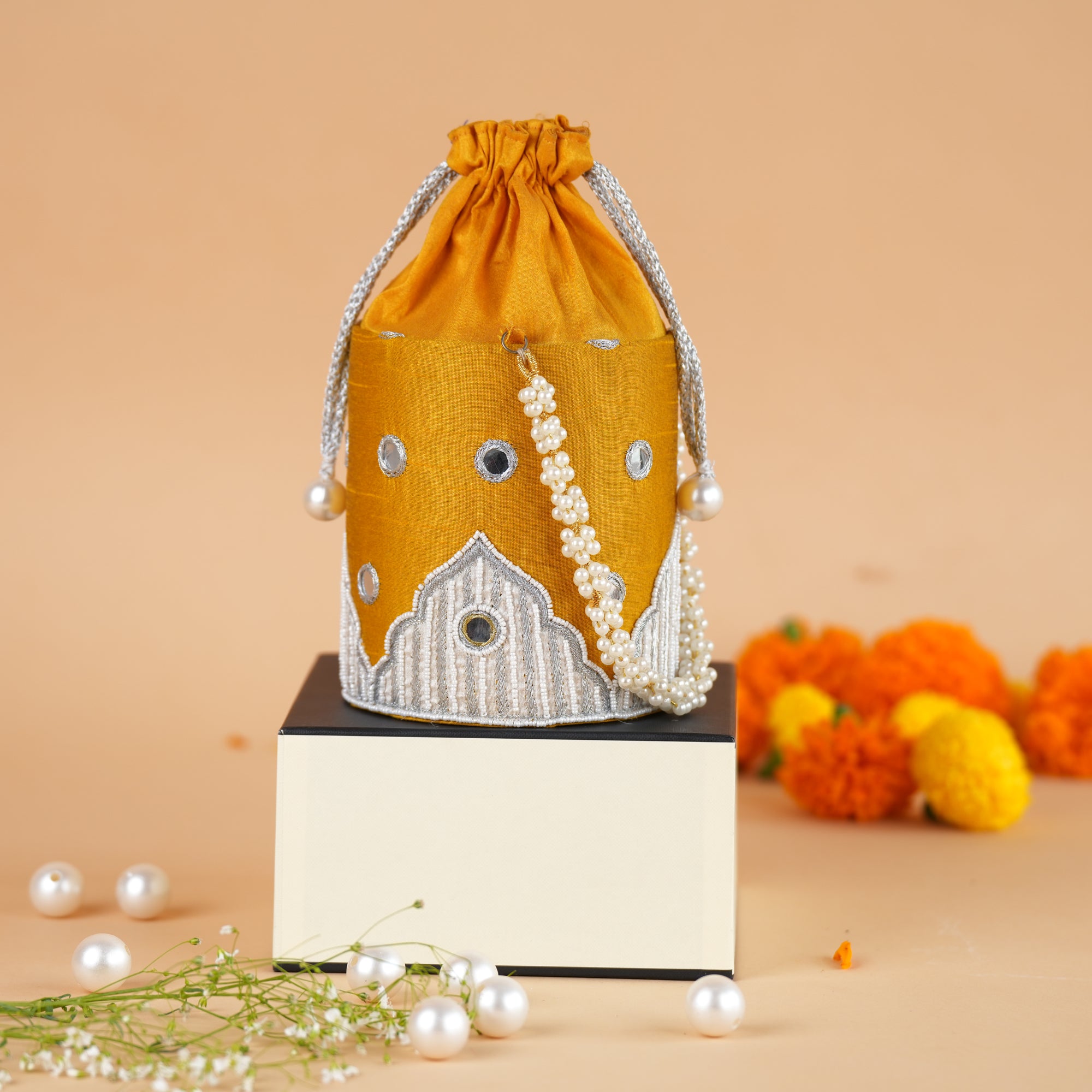 Mughal Applique Circular Potli Bag