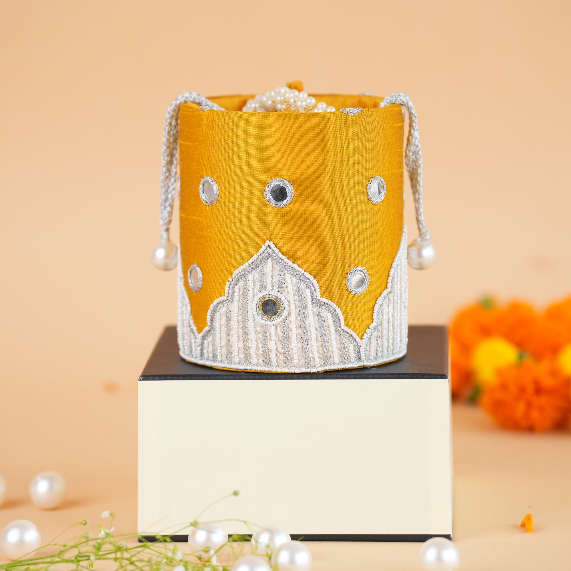 Mughal Applique Circular Potli Bag