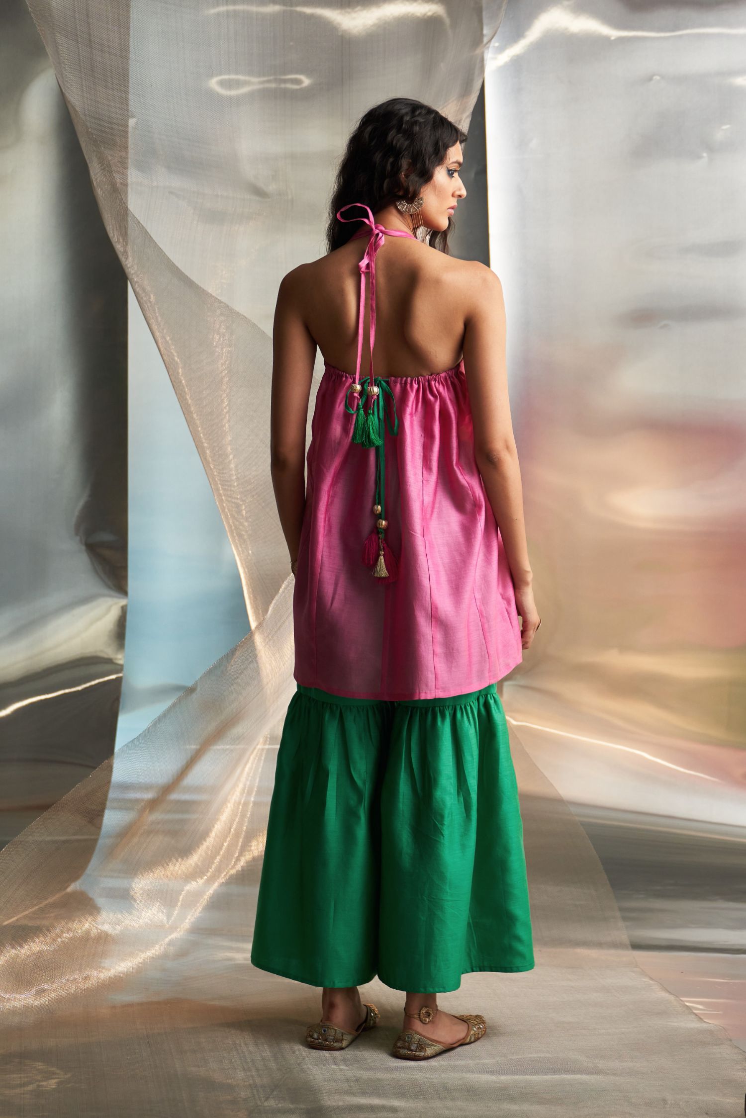 Mis'R Sleeveless Embroidered Sharara Set