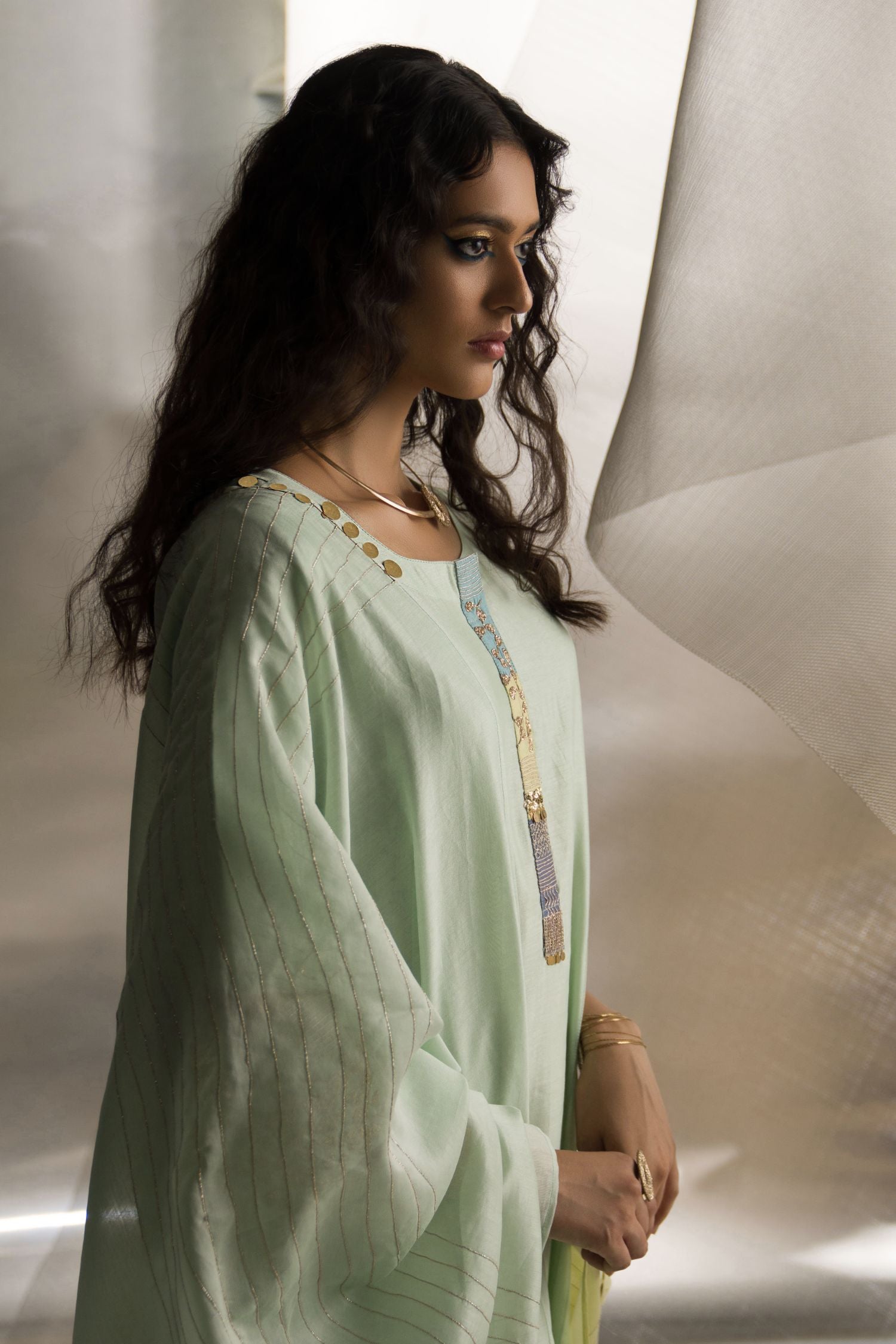 Mis'R Embroidered Flared Sleeve Kurta Set