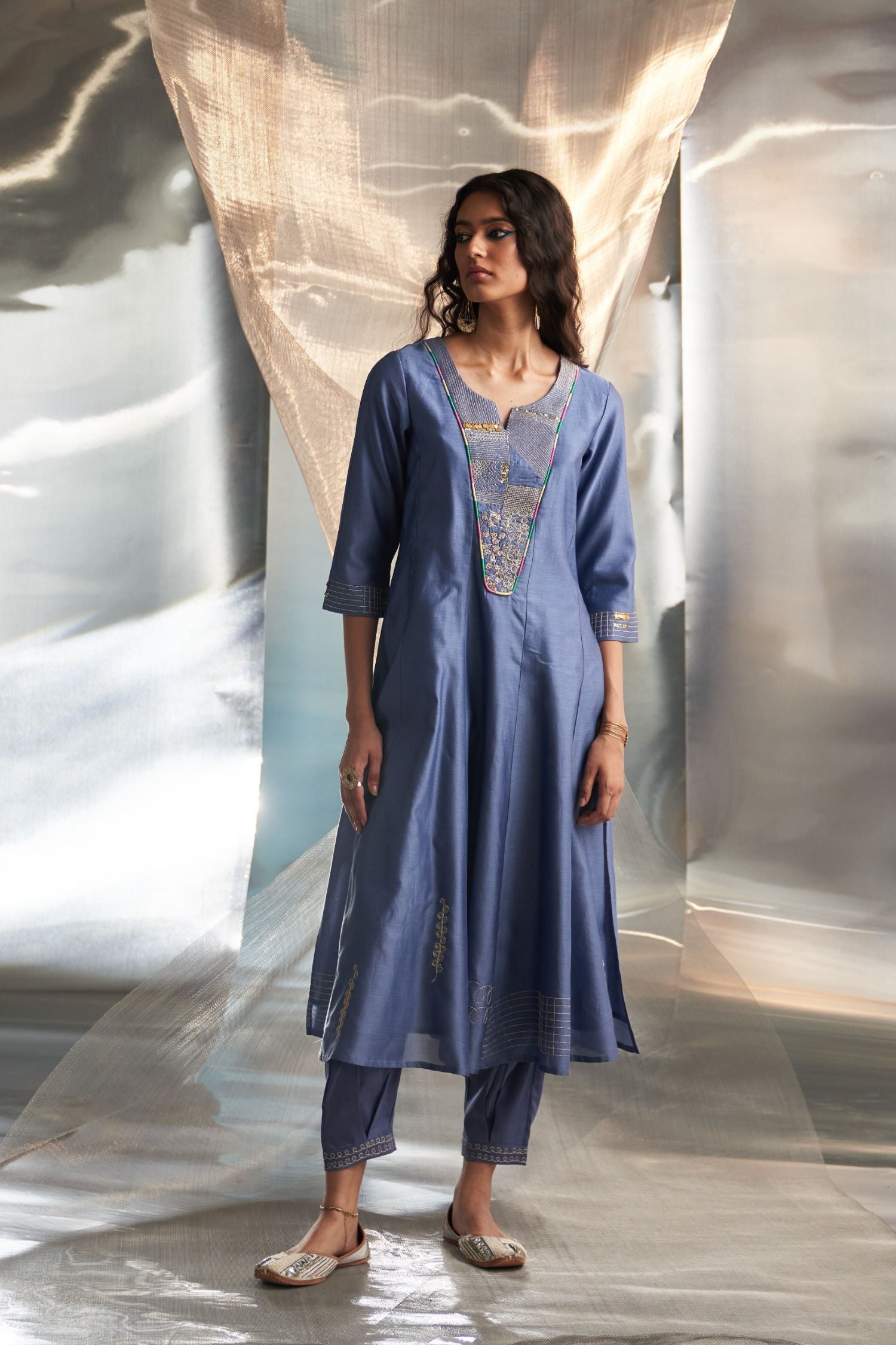 Mis'R Embroidered Flared Kurta Set