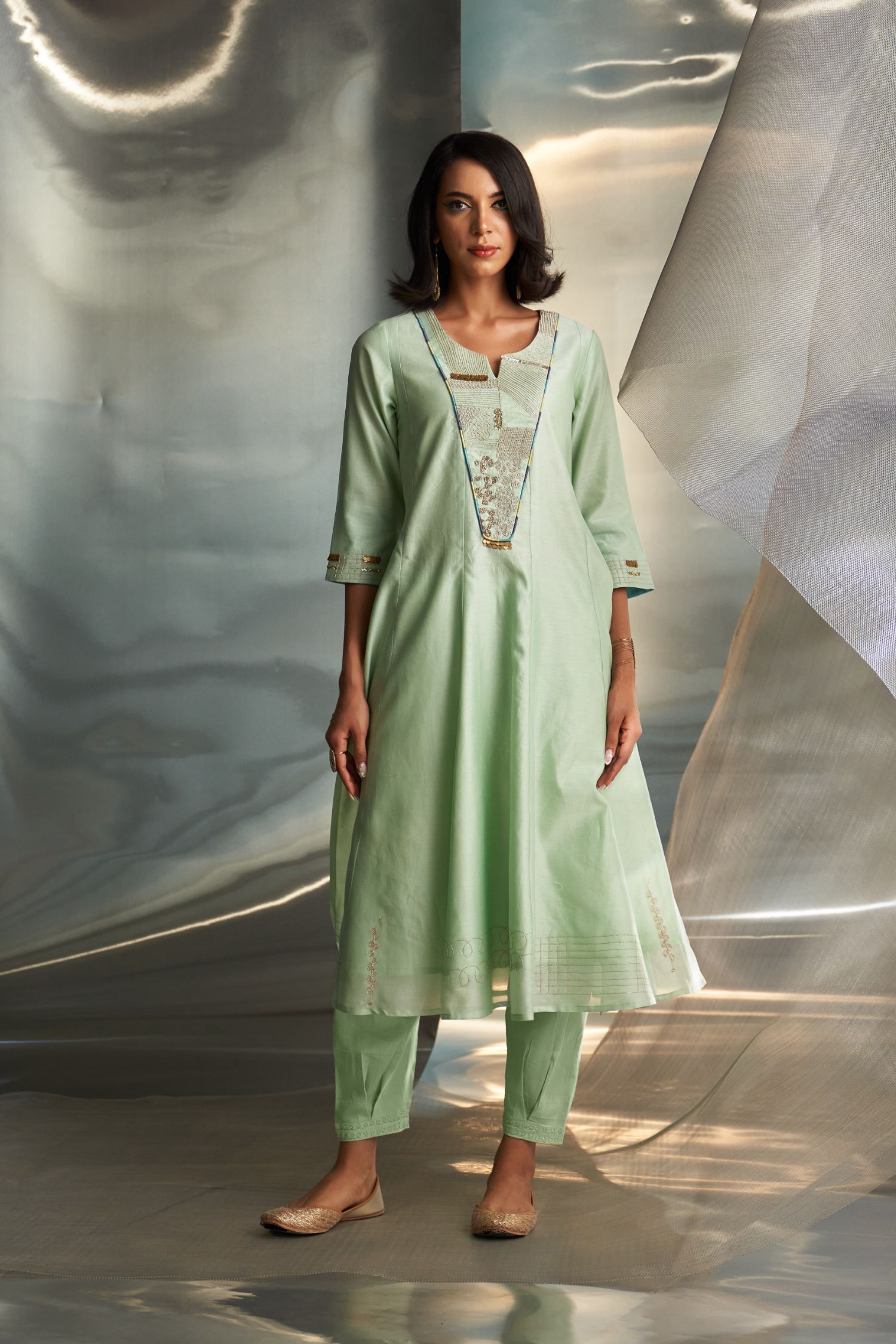 Mis'R Embroidered Flared Kurta Set