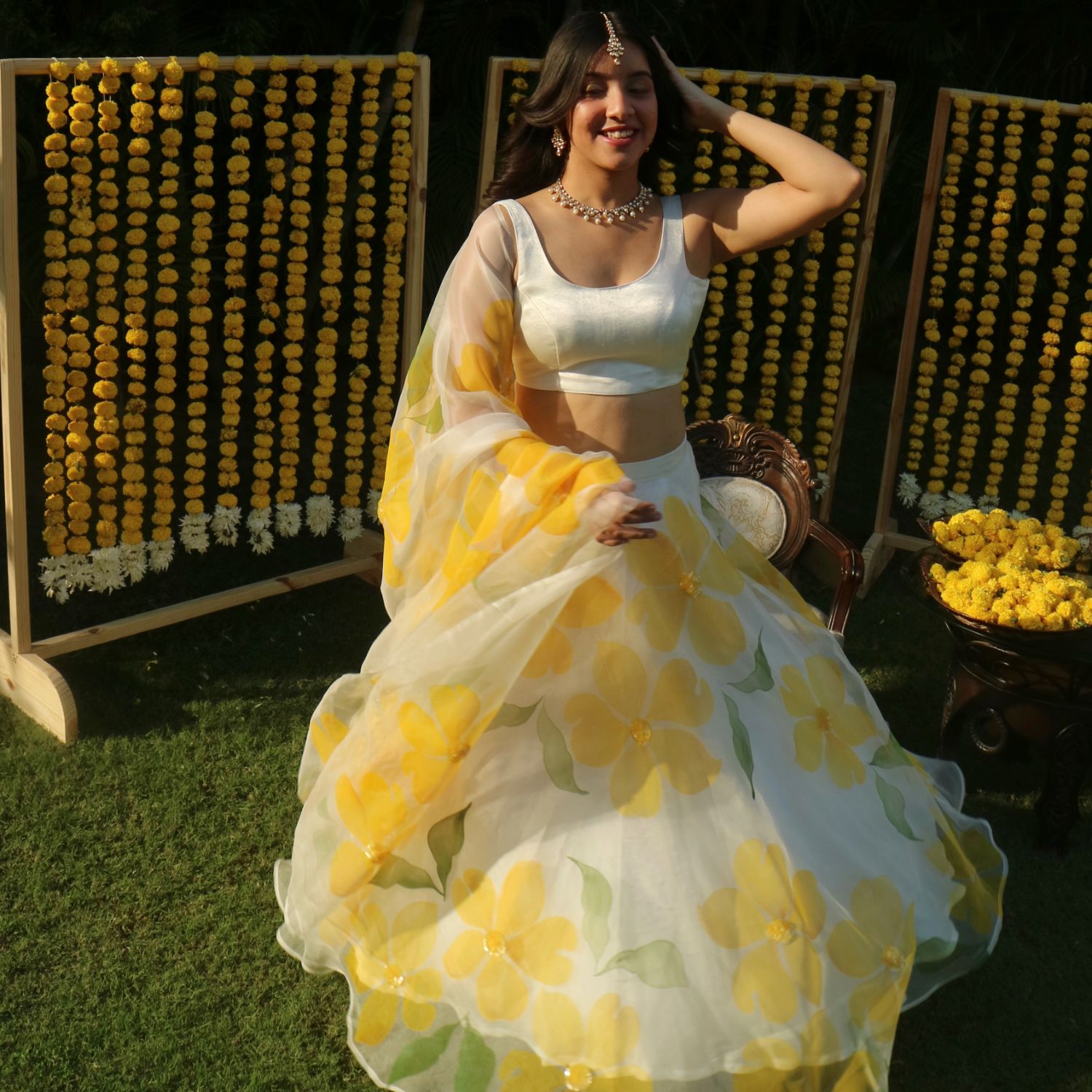 Flora Sequins Lehenga Set In Yellow