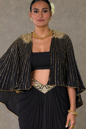 Black 'Neel-Kamal' Cape Set- front view