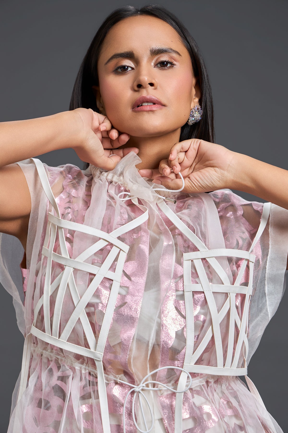 Sheer Floral Organza Overlay