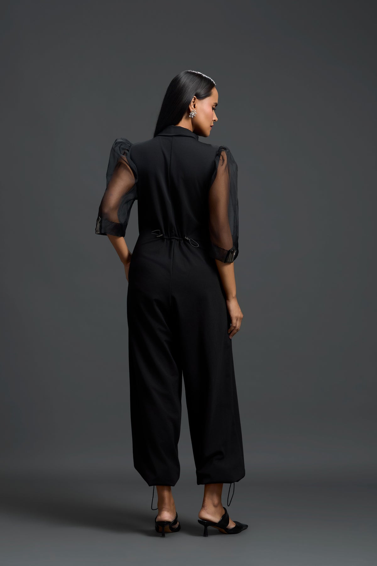 Black Gunmetal Panel Jumpsuit