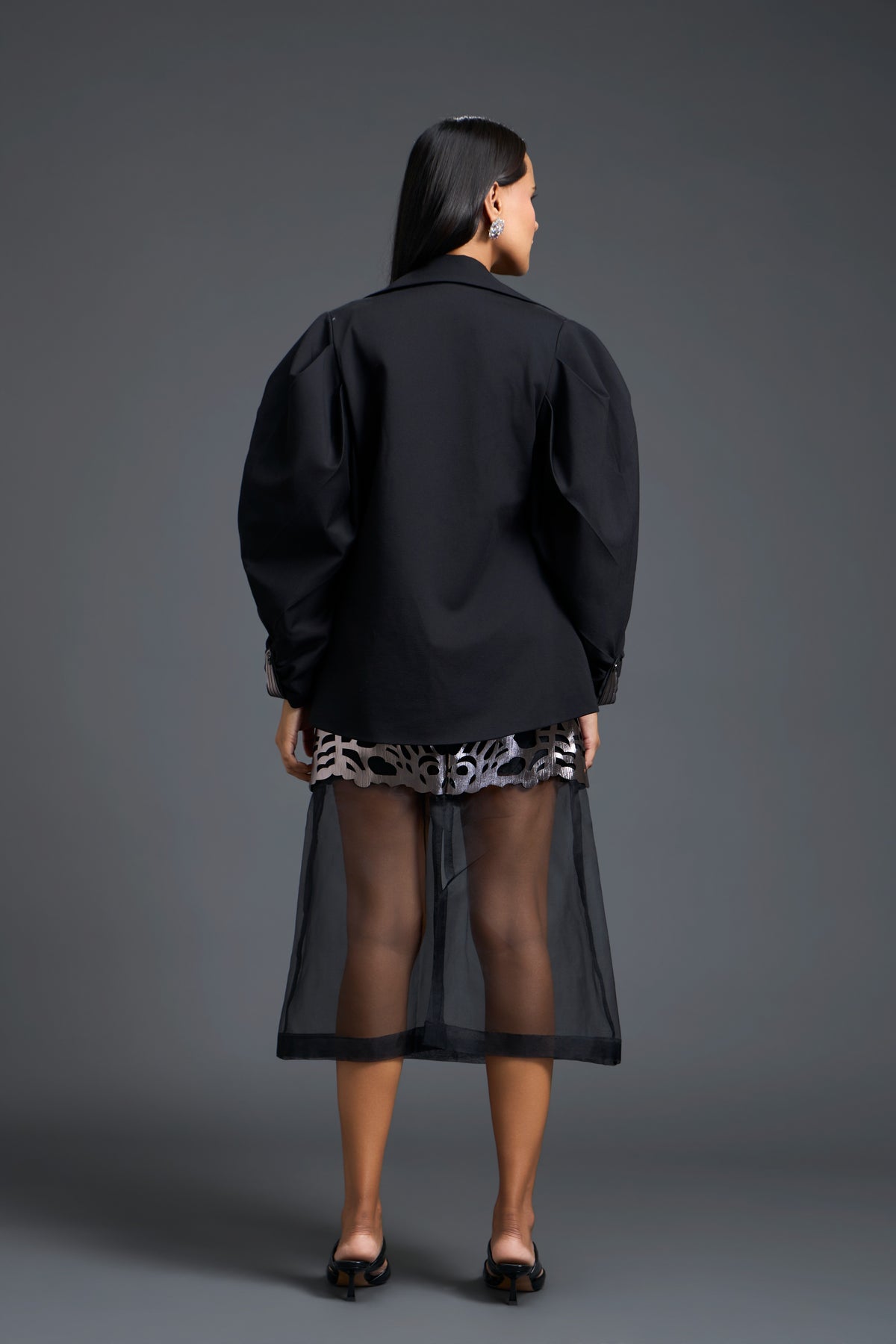 Structured Blazer & Laser-Cut Skirt Set