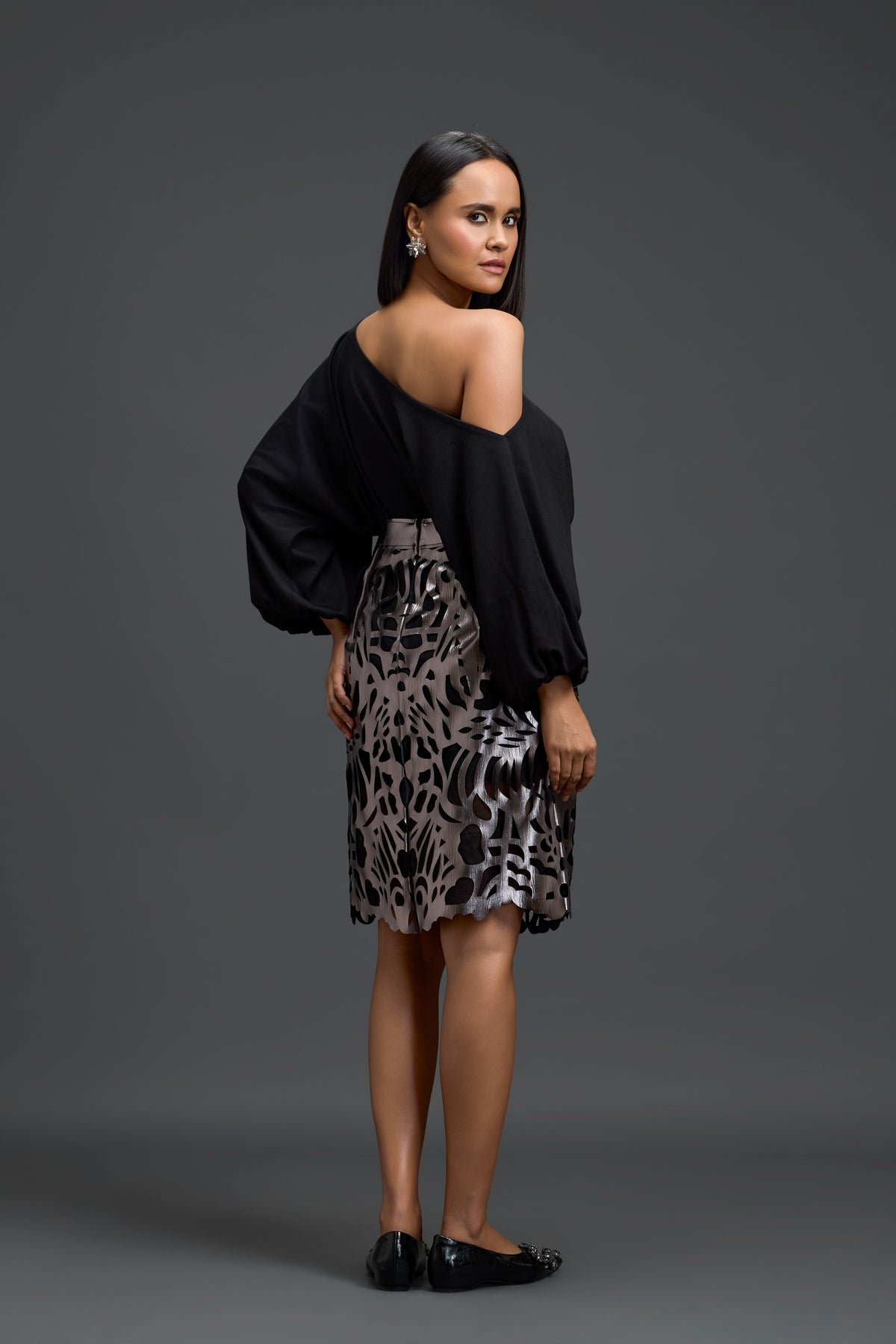 Gunmetal Laser-Cut Skirt