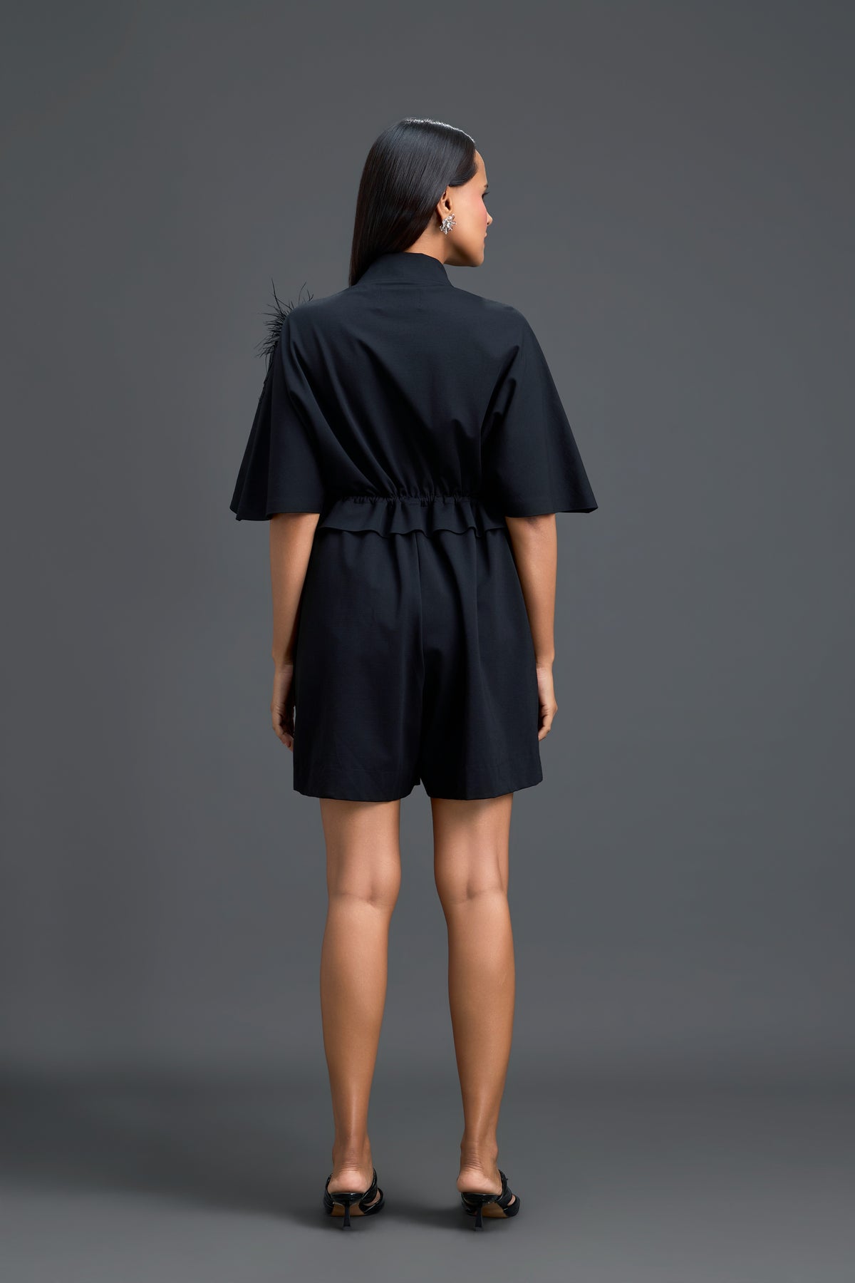 Black Feather Crystal Romper