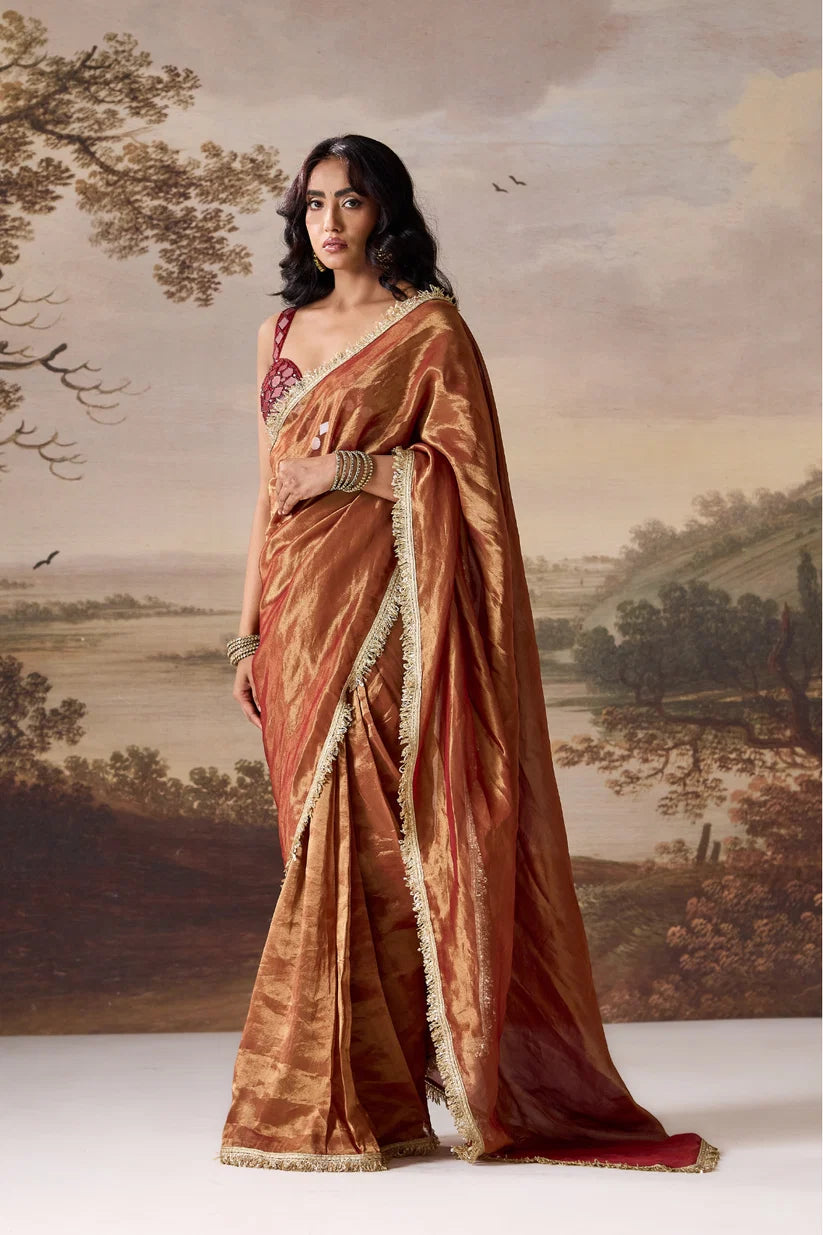 Maroon Emb Corset Stitched Saree Set