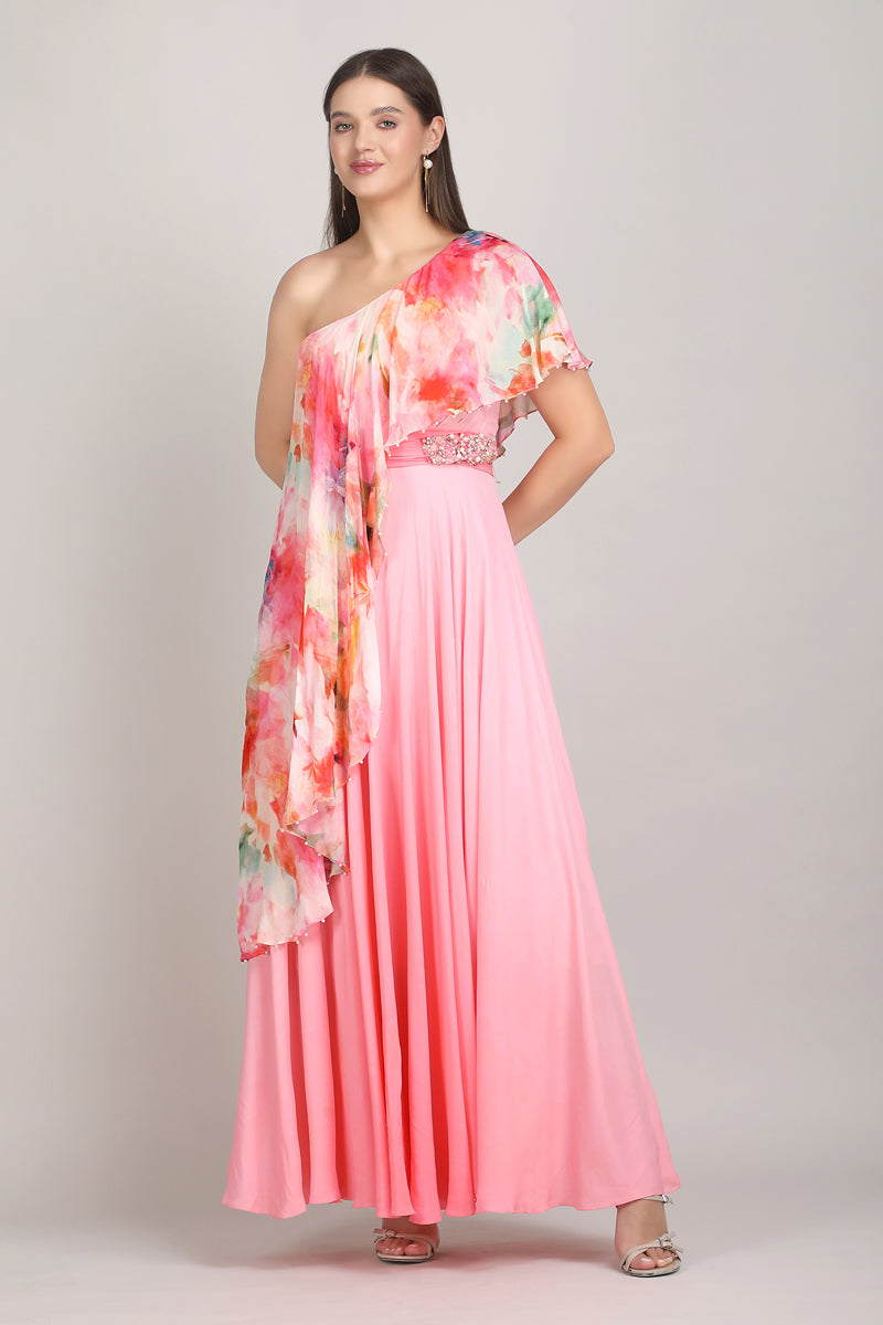 Rose Ombre Muse One shoulder Dress