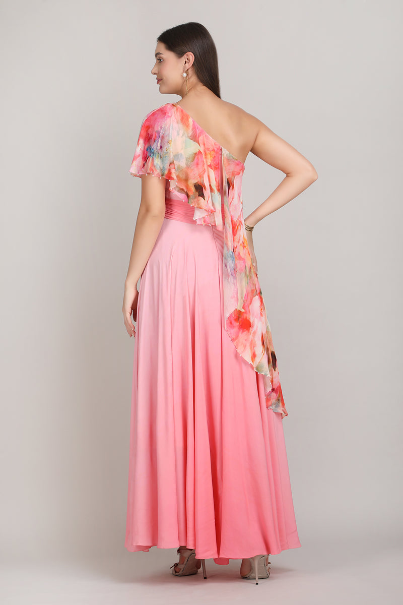 Rose Ombre Muse One shoulder Dress