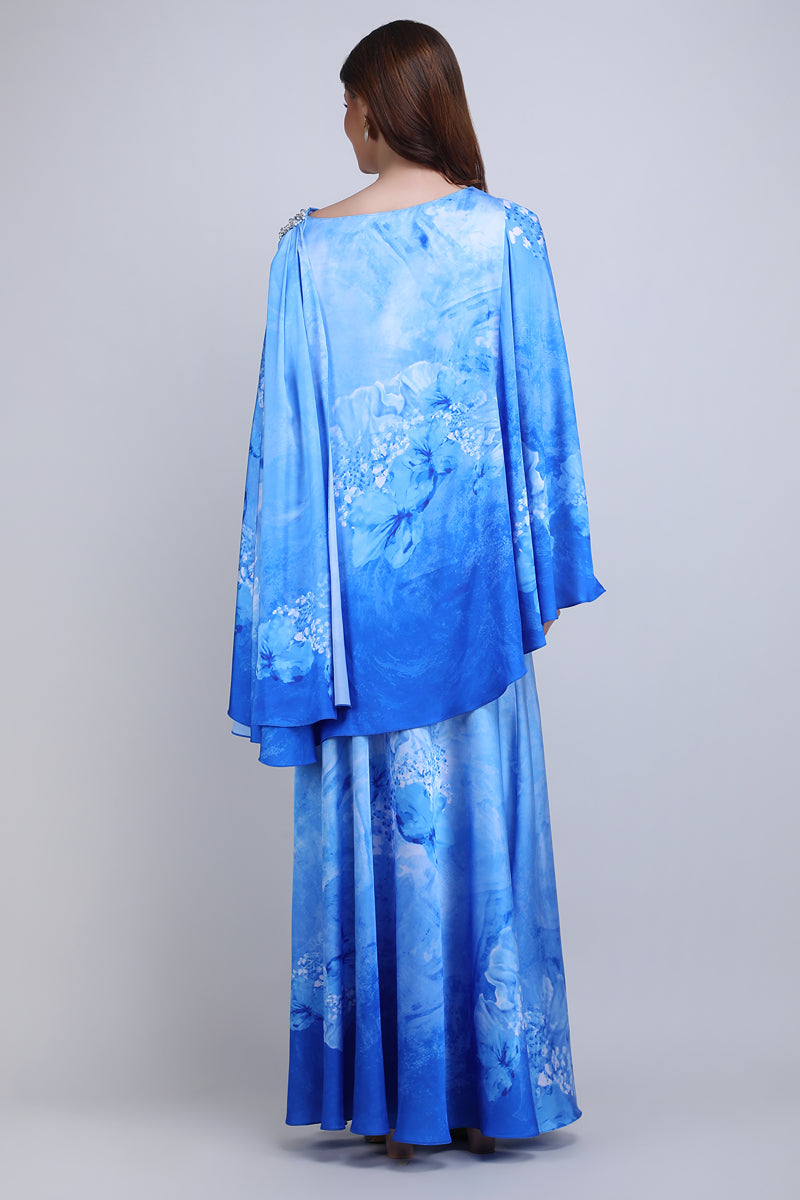 Azure Cape Drape Dress
