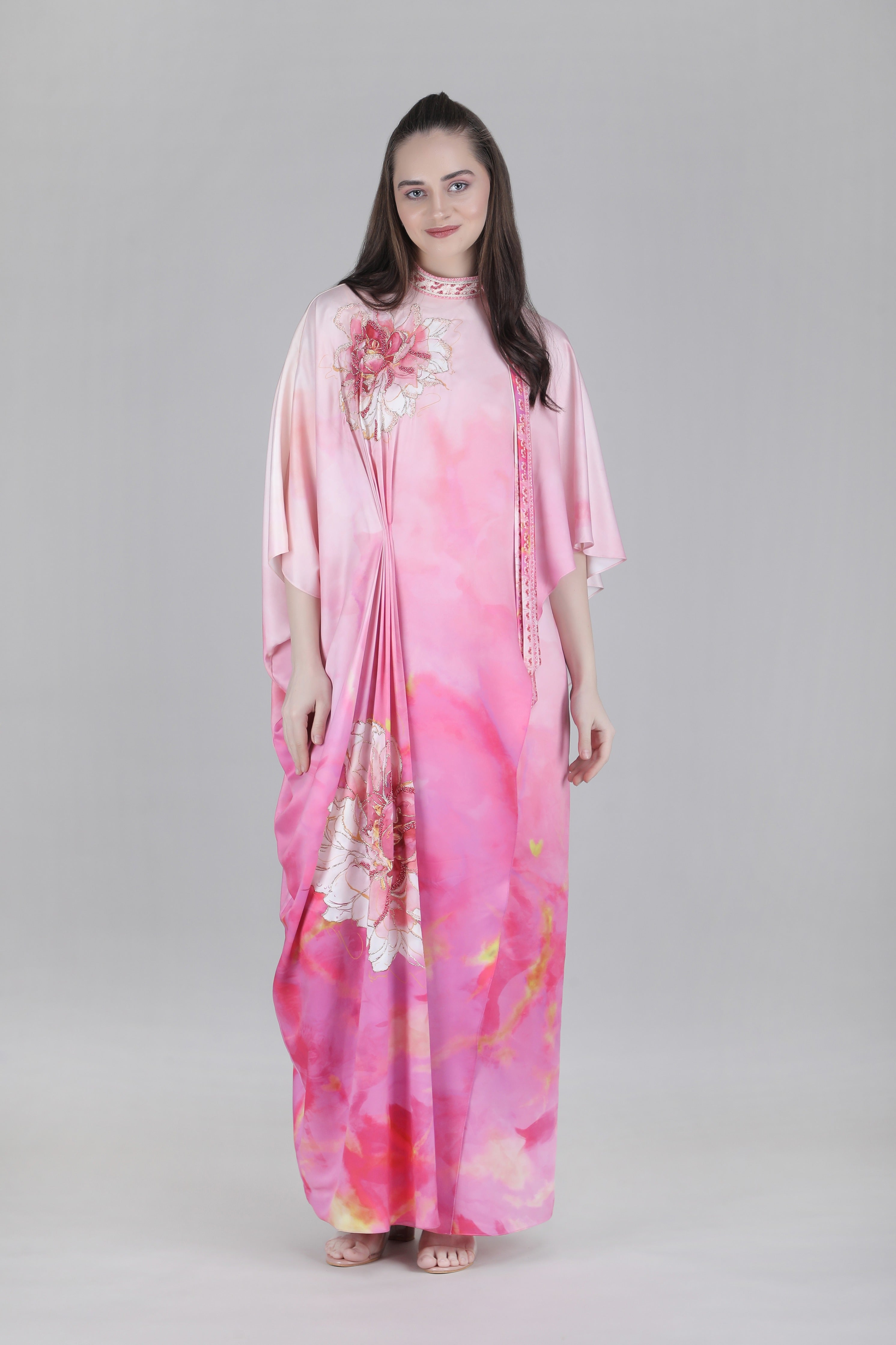 Blush ombre Drape Kaftan Dress
