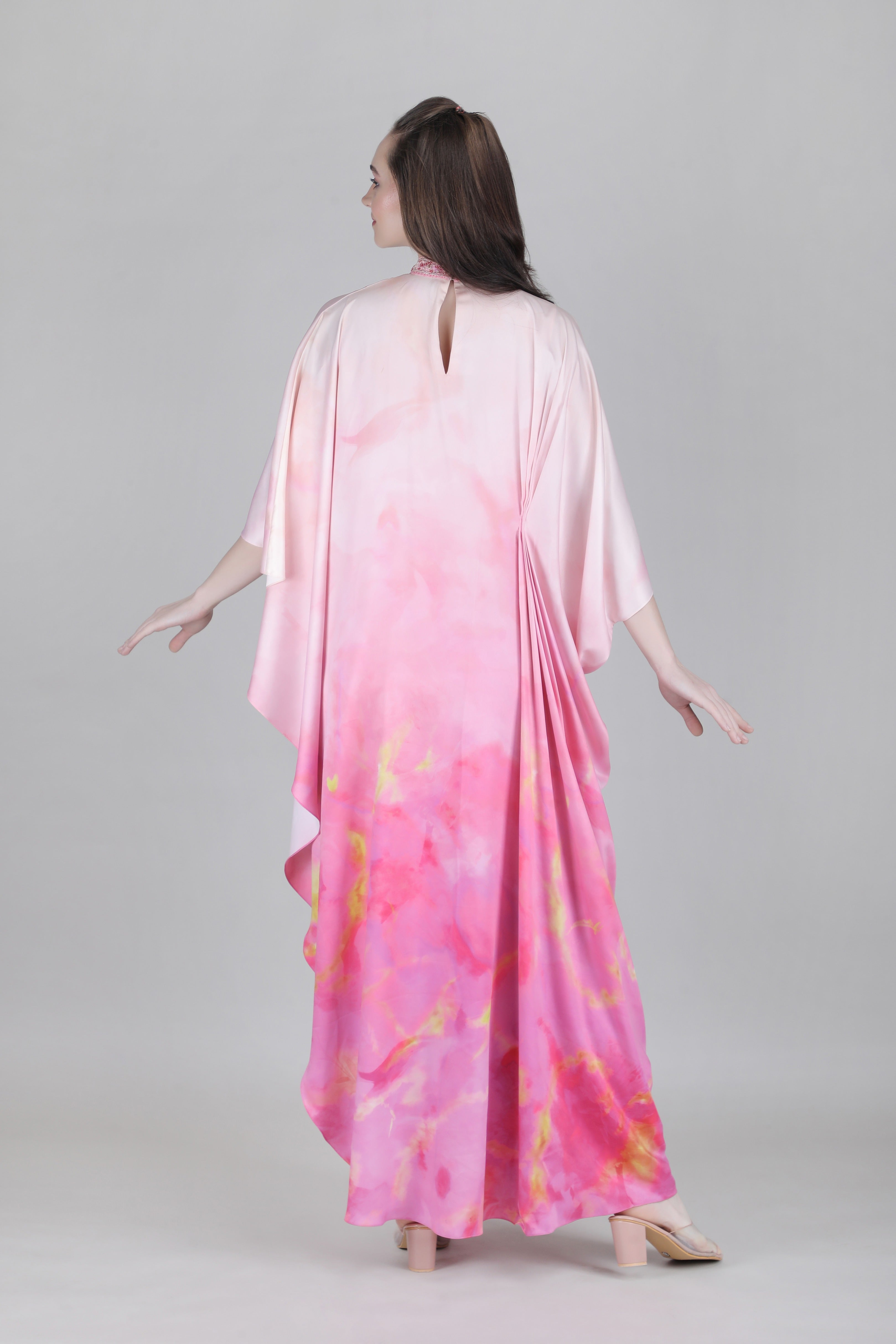 Blush ombre Drape Kaftan Dress