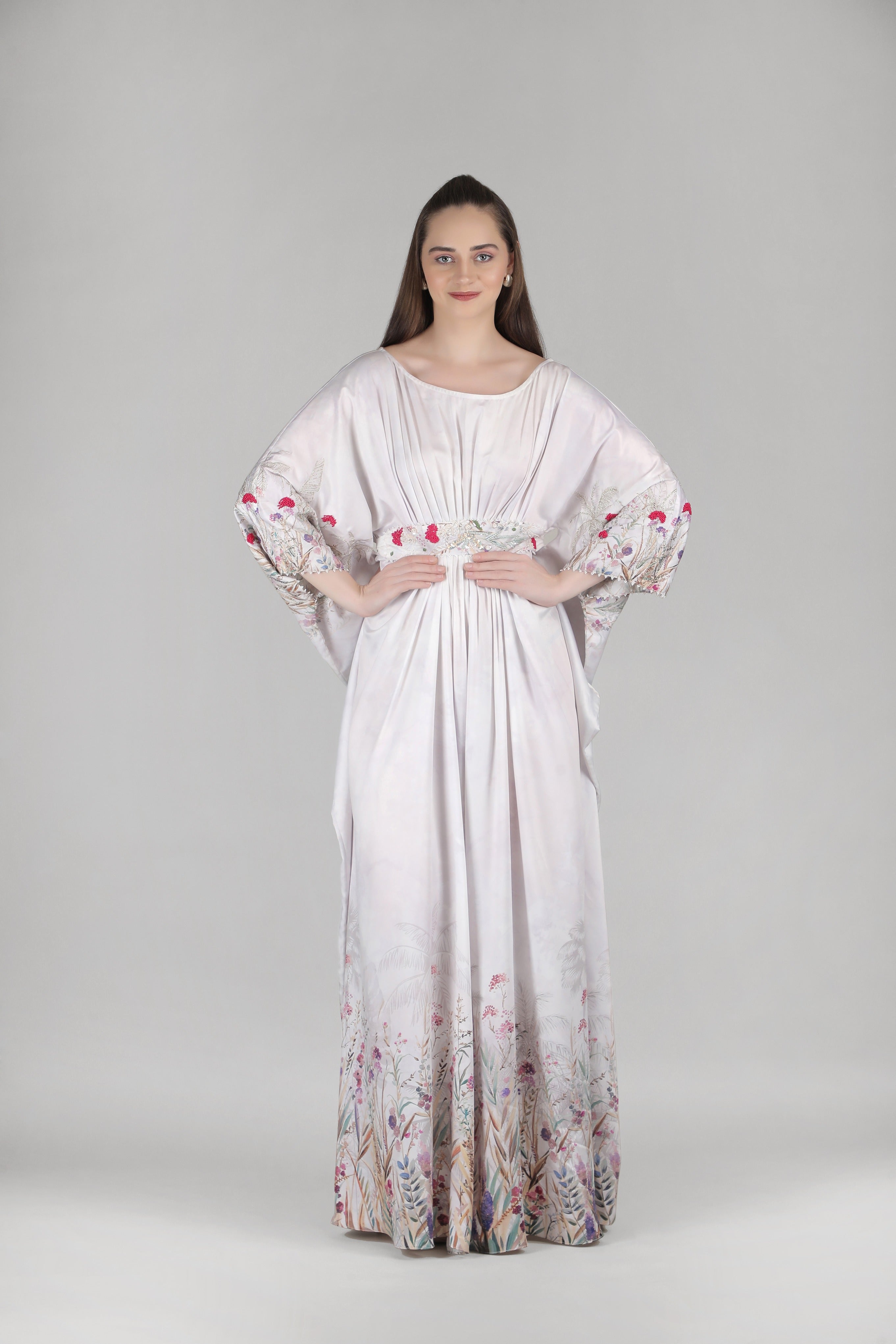 Ivory Palm Drift Kaftan