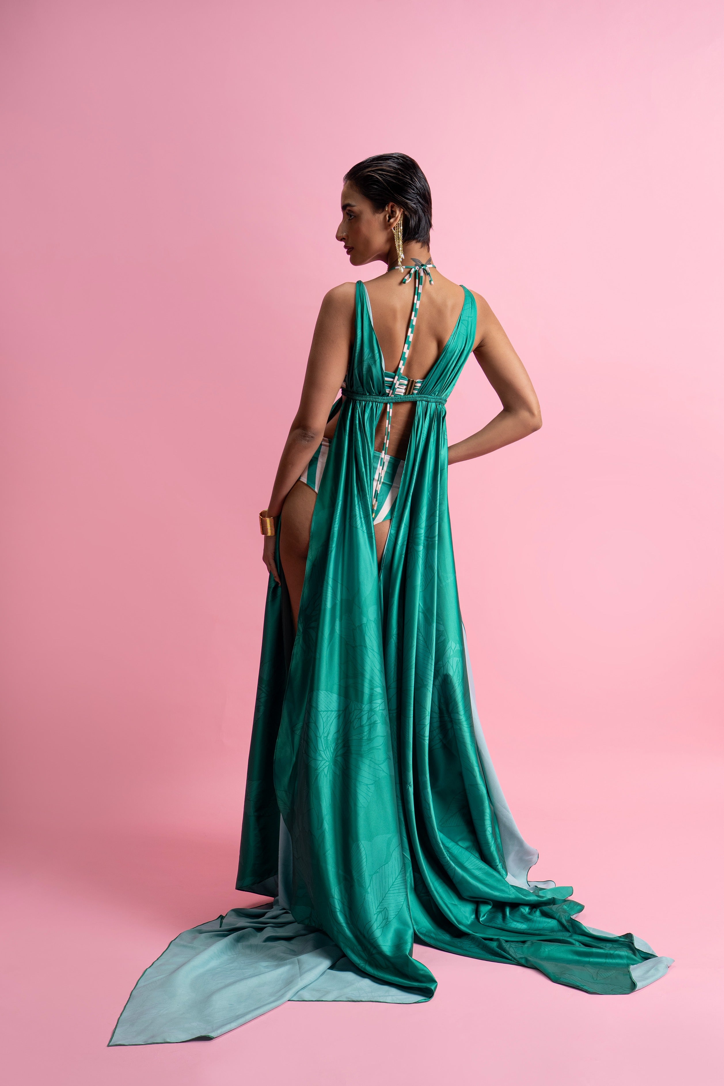 Cut-Out Swimsuit with Drape Overlay