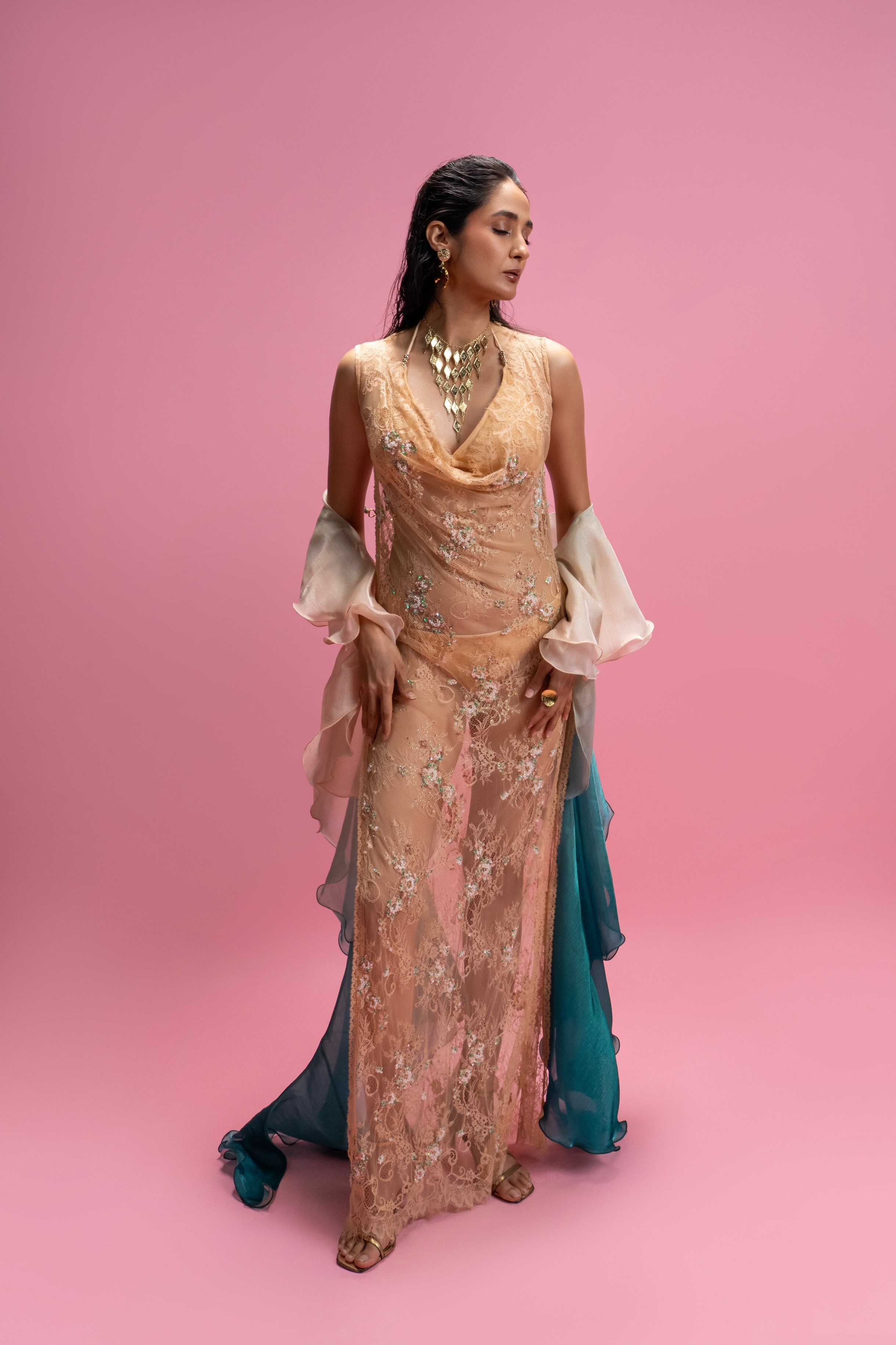 Chantilly Bikini with Embroidered Dress and Organza Cascade