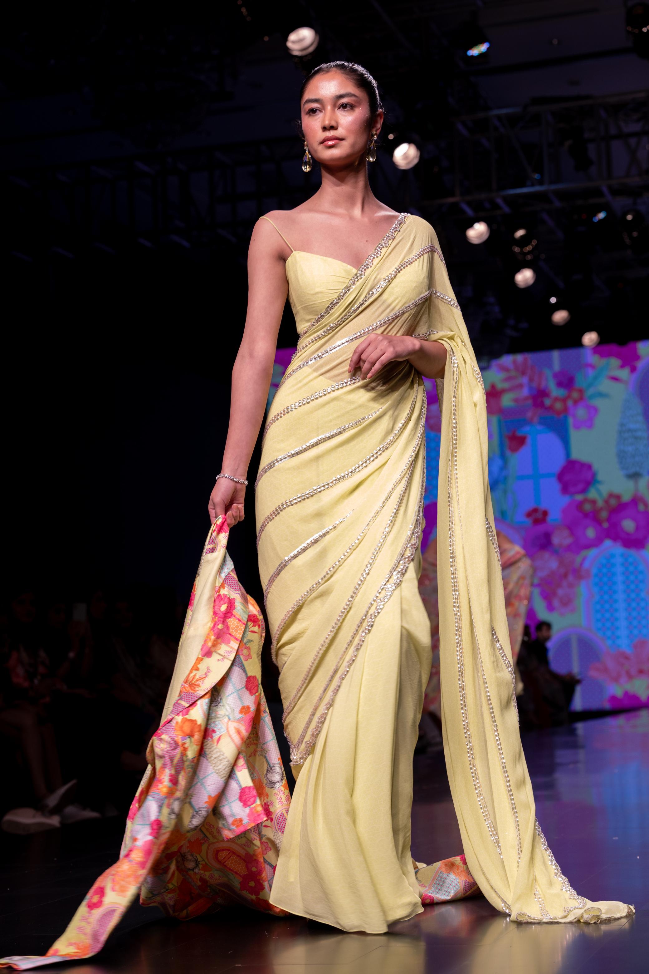 Lime Green Saree Set
