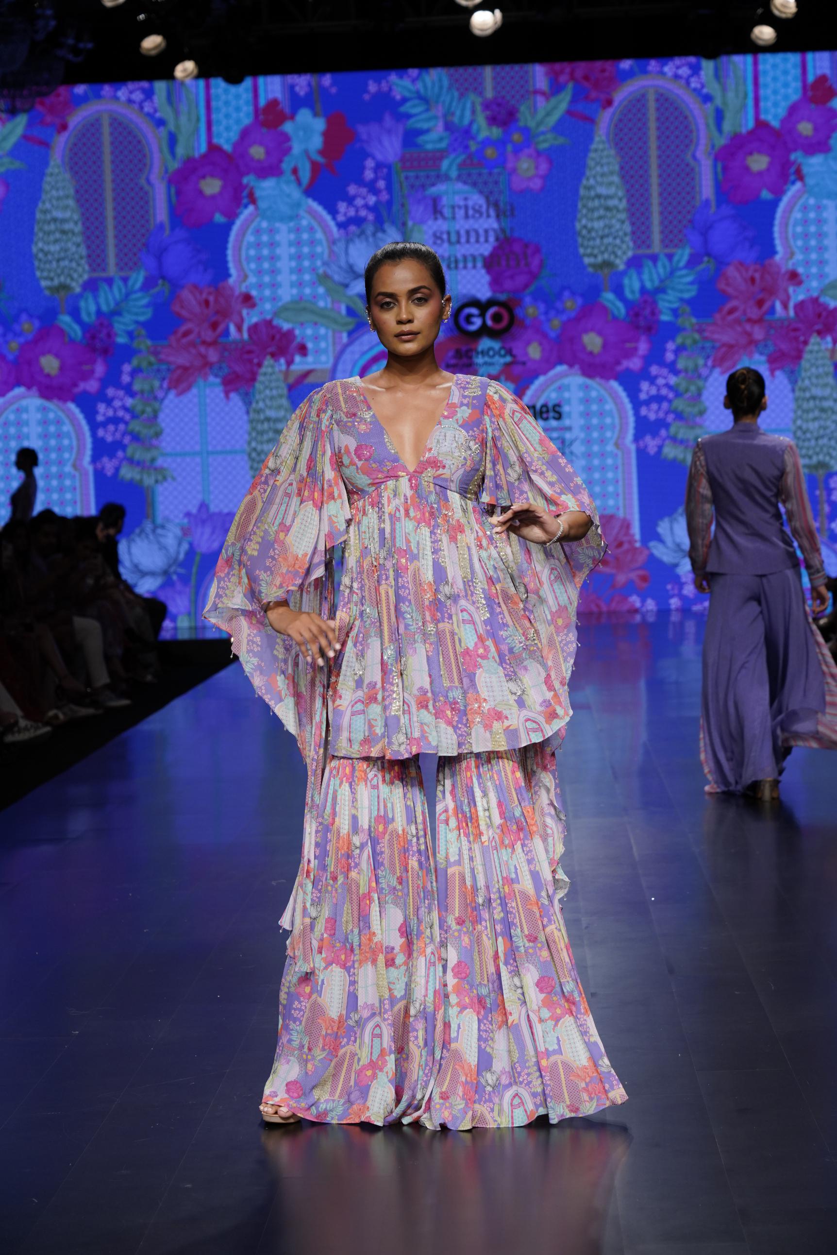 Lavender Printed Kurti & gharara