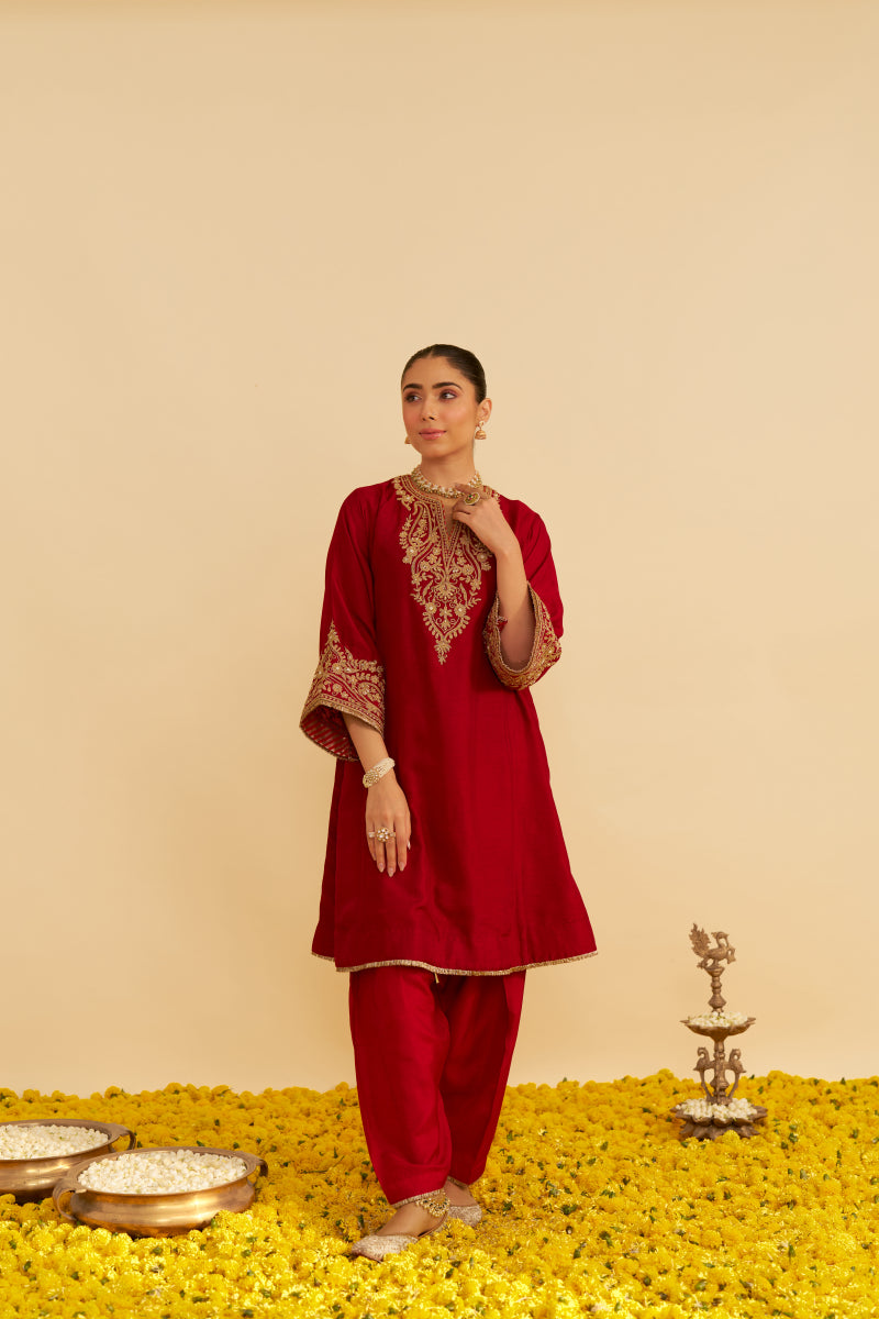Marwa-Short Chauga With Salwar And Dupatta