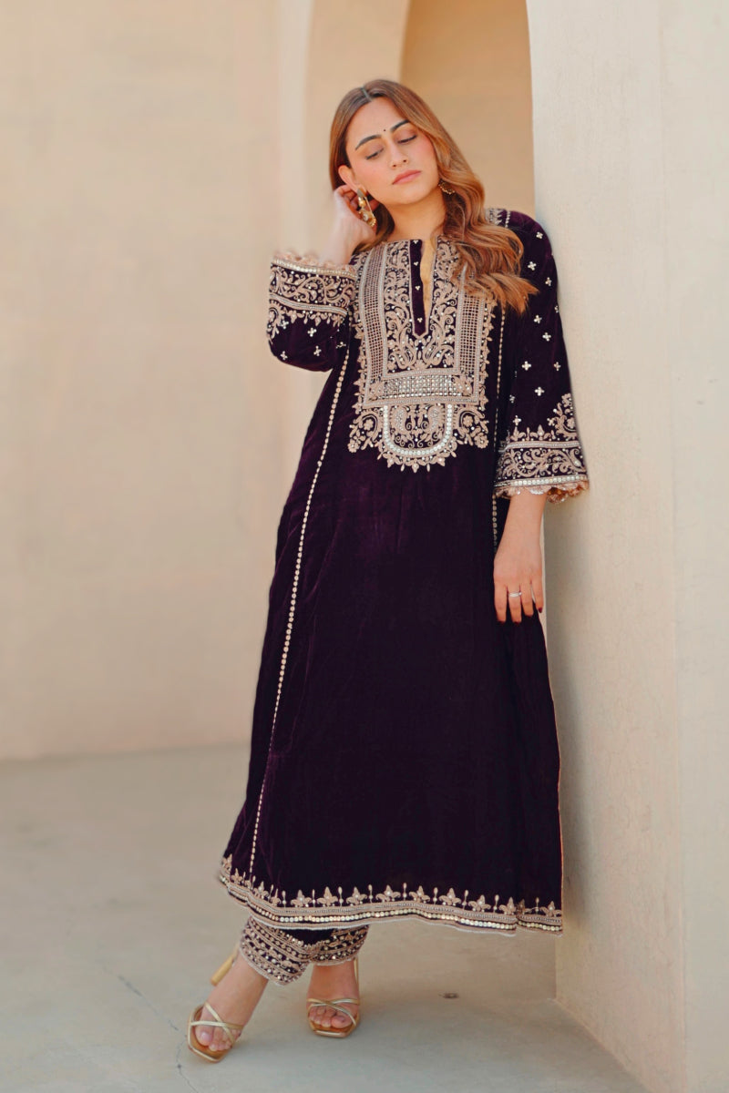 Marya - Long A-line Kurta with Salwar