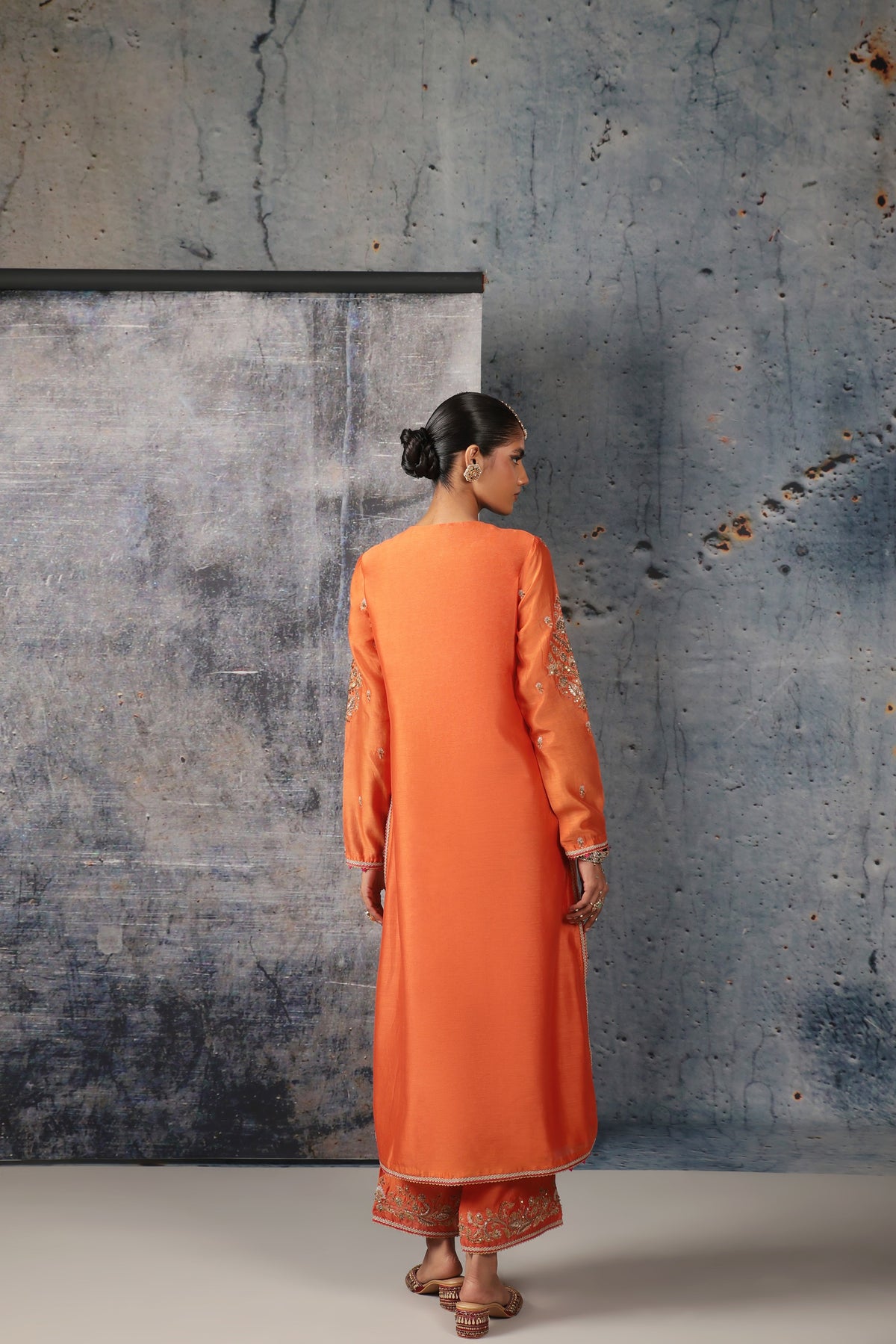 Mehrang Orange Straight Long Kurta Set