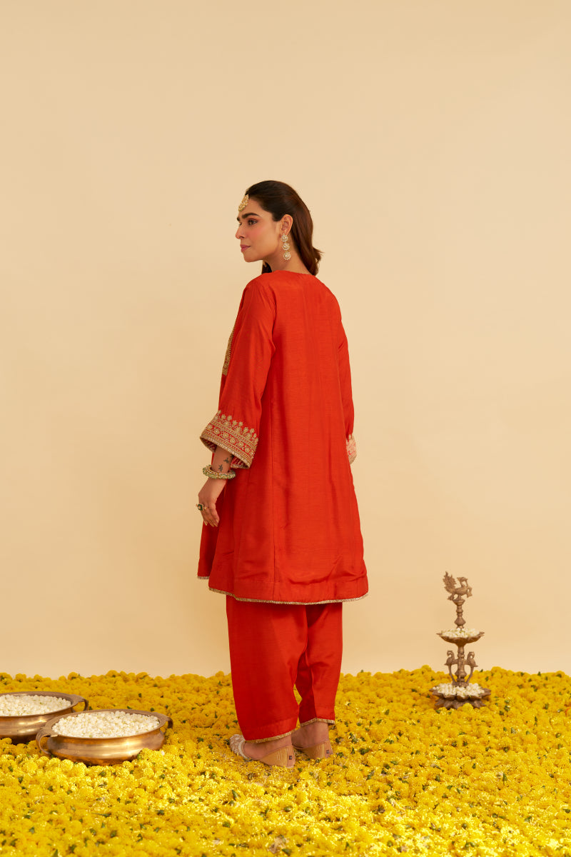 Mehza-Short Chauga With Salwar And Dupatta