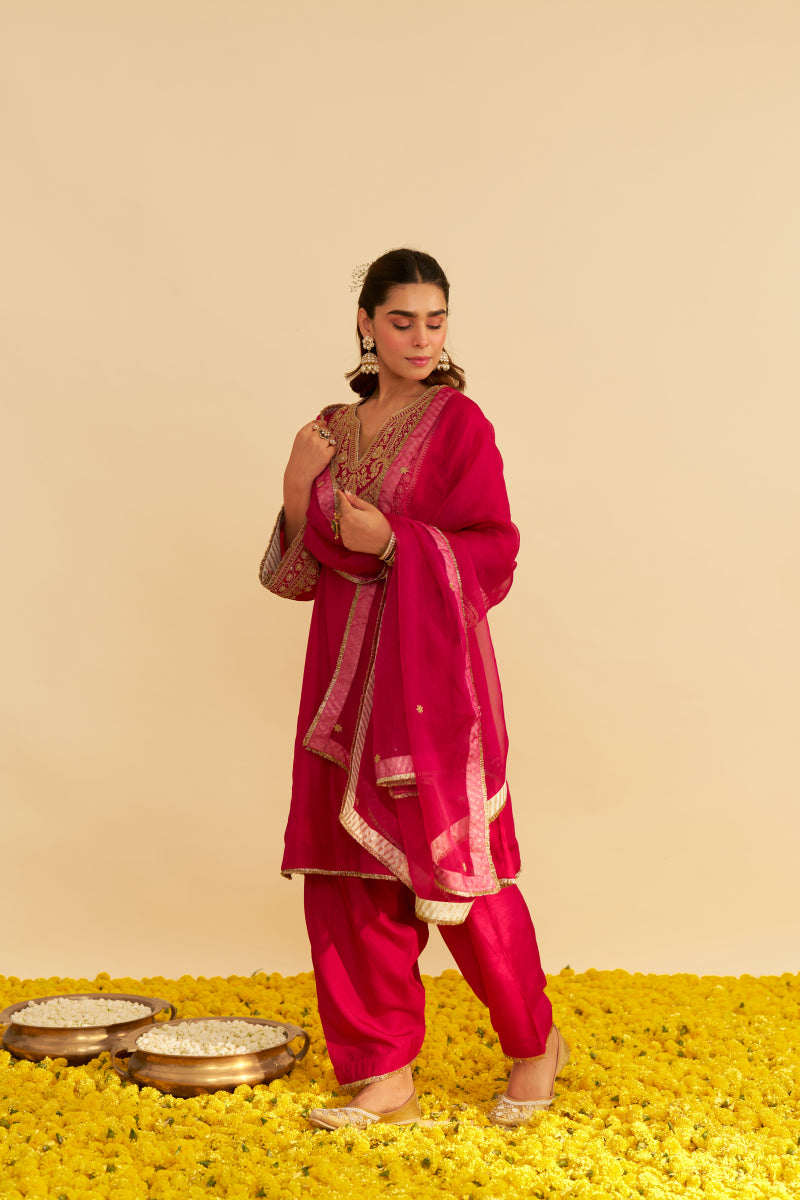 Mehza-Short Chauga With Salwar And Dupatta
