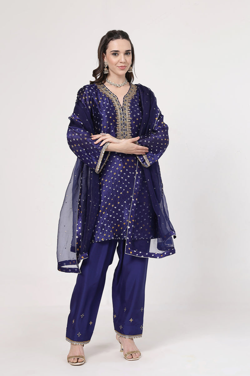 Midnight Blue Bandhani Salwar Set