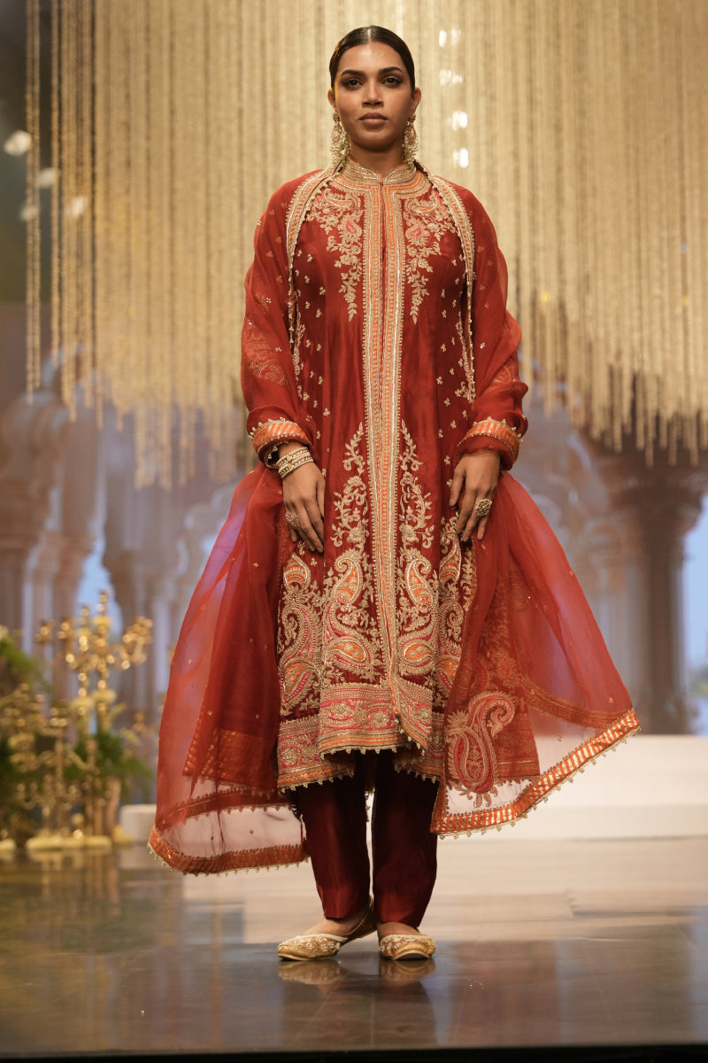 Minara-Long A-line Jacket with Pant and Dupatta