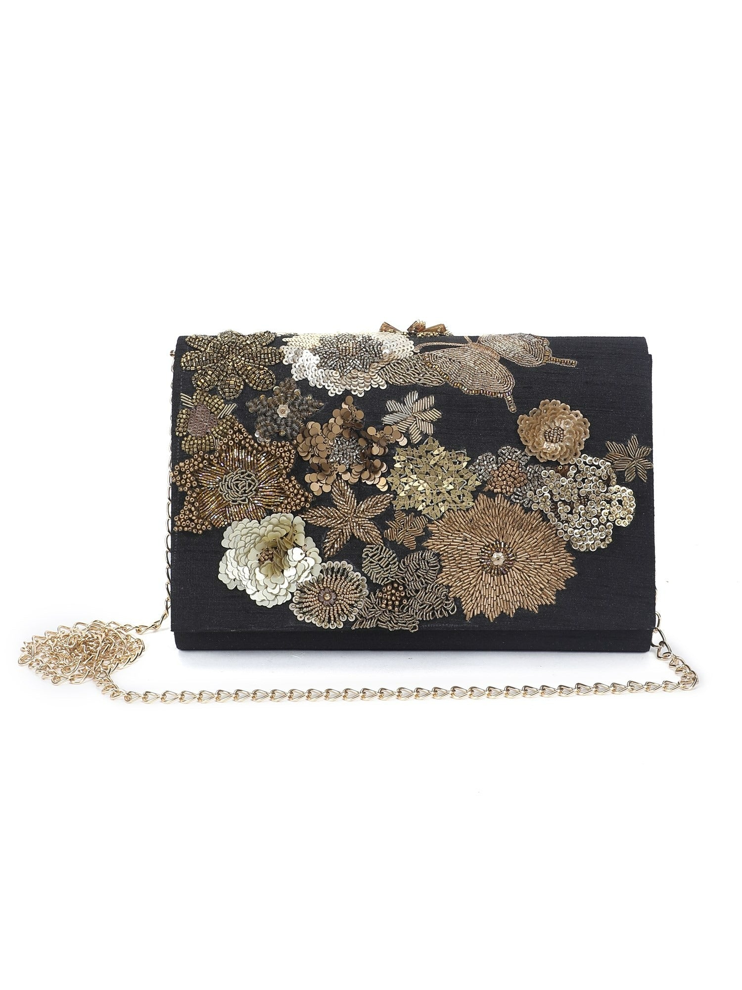 Mix Media Black Clutch