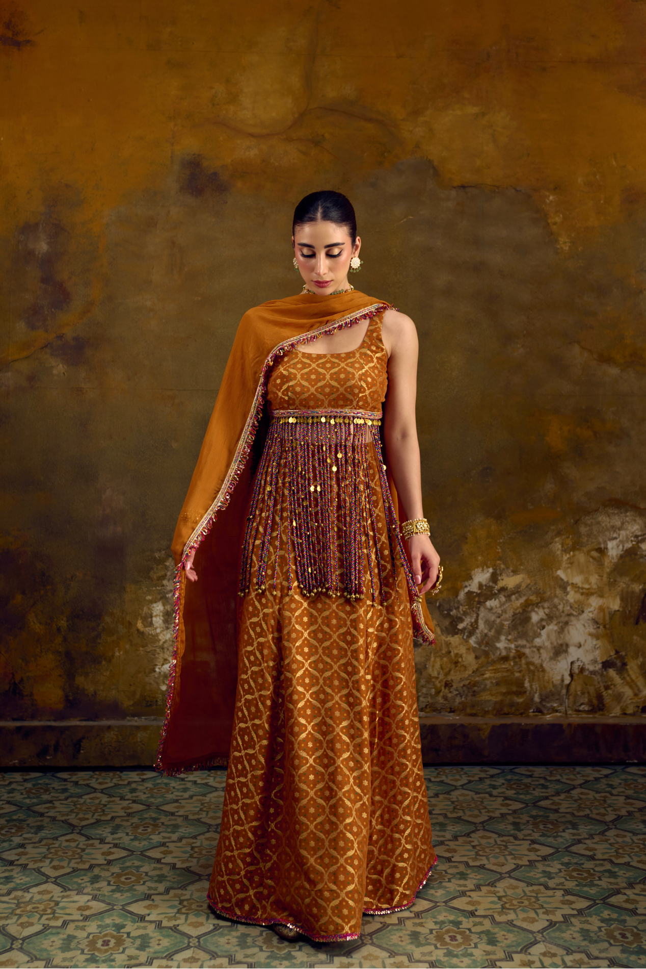 Naad Agni- Mustard Lehenga with Tassle Detailing