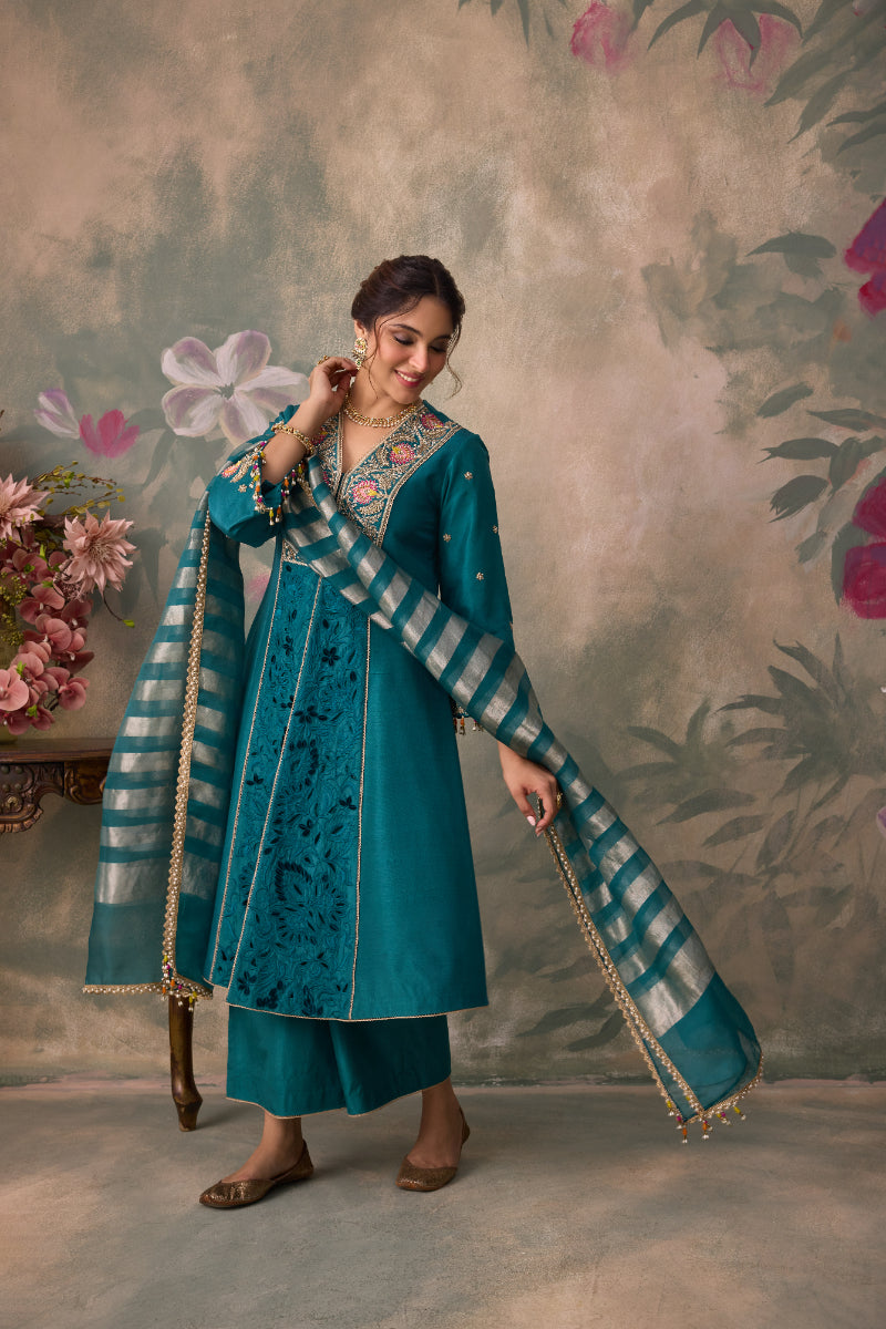 TEAL TISSUE ORGANZA DUPATTA