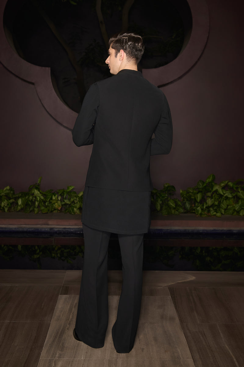 Noir Crest Nehru Jacket Set
