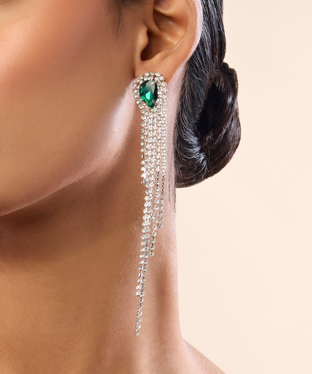 Midnight Emerald Danglers