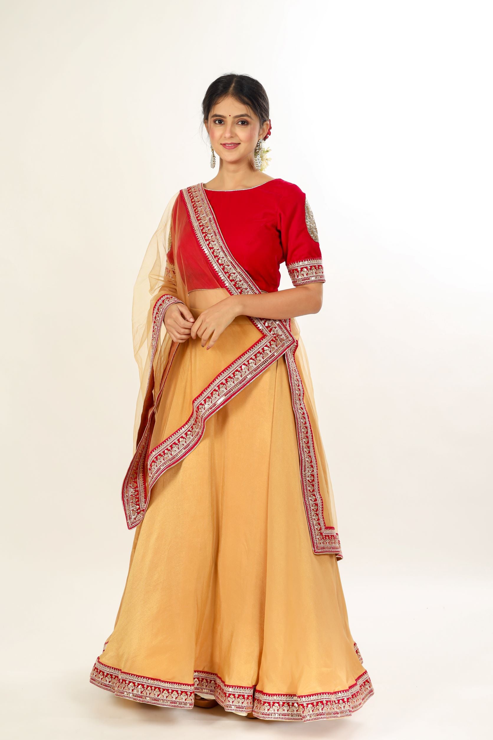 Tissue Silk Lehanga Choli With Lace Border All Over